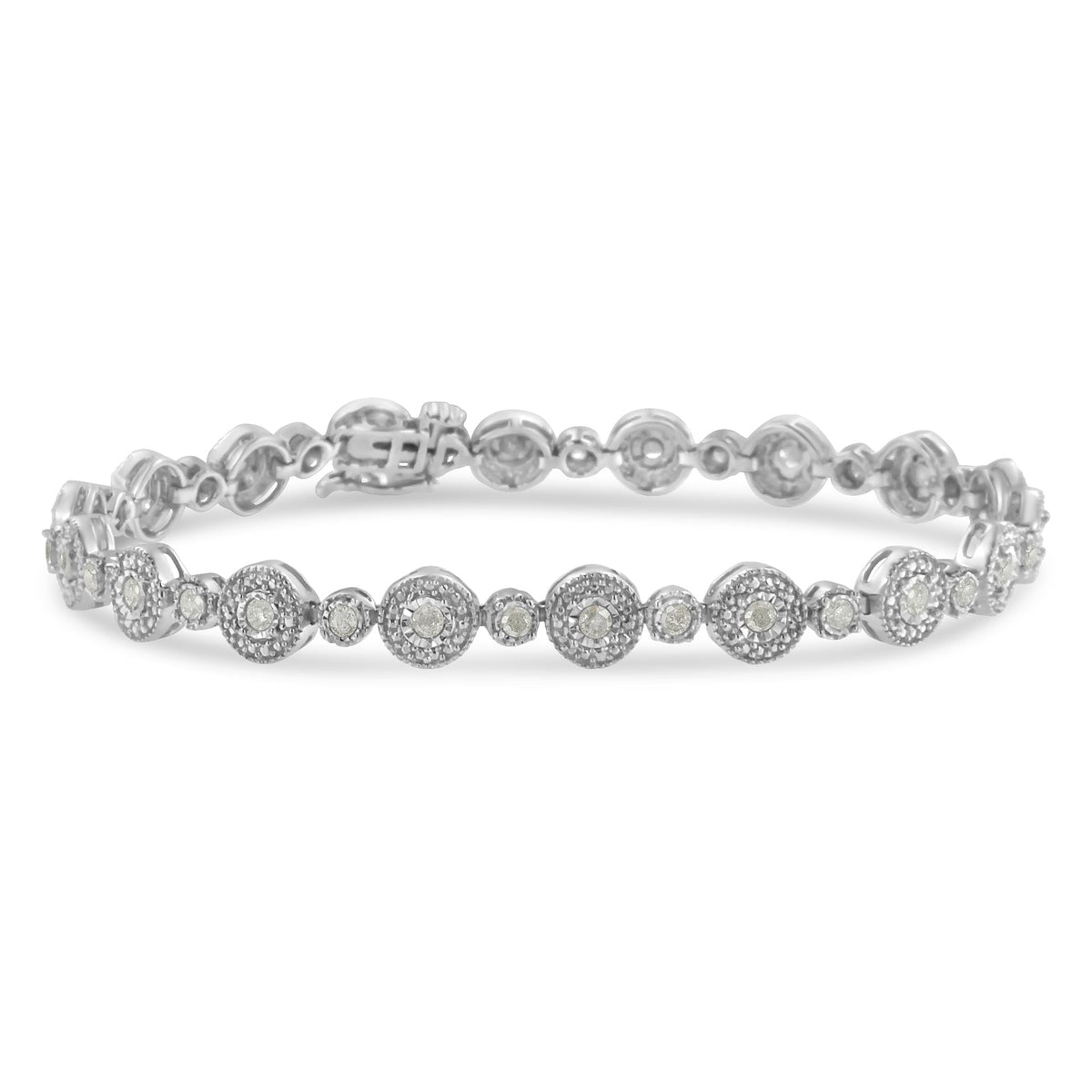 .925 Sterling Silver 1 1/3 cttw Miracle Plate Set Diamond Alternating Link Bracelet (I-J Color, I3 Clarity) -7&quot; - LinkagejewelrydesignLinkagejewelrydesign