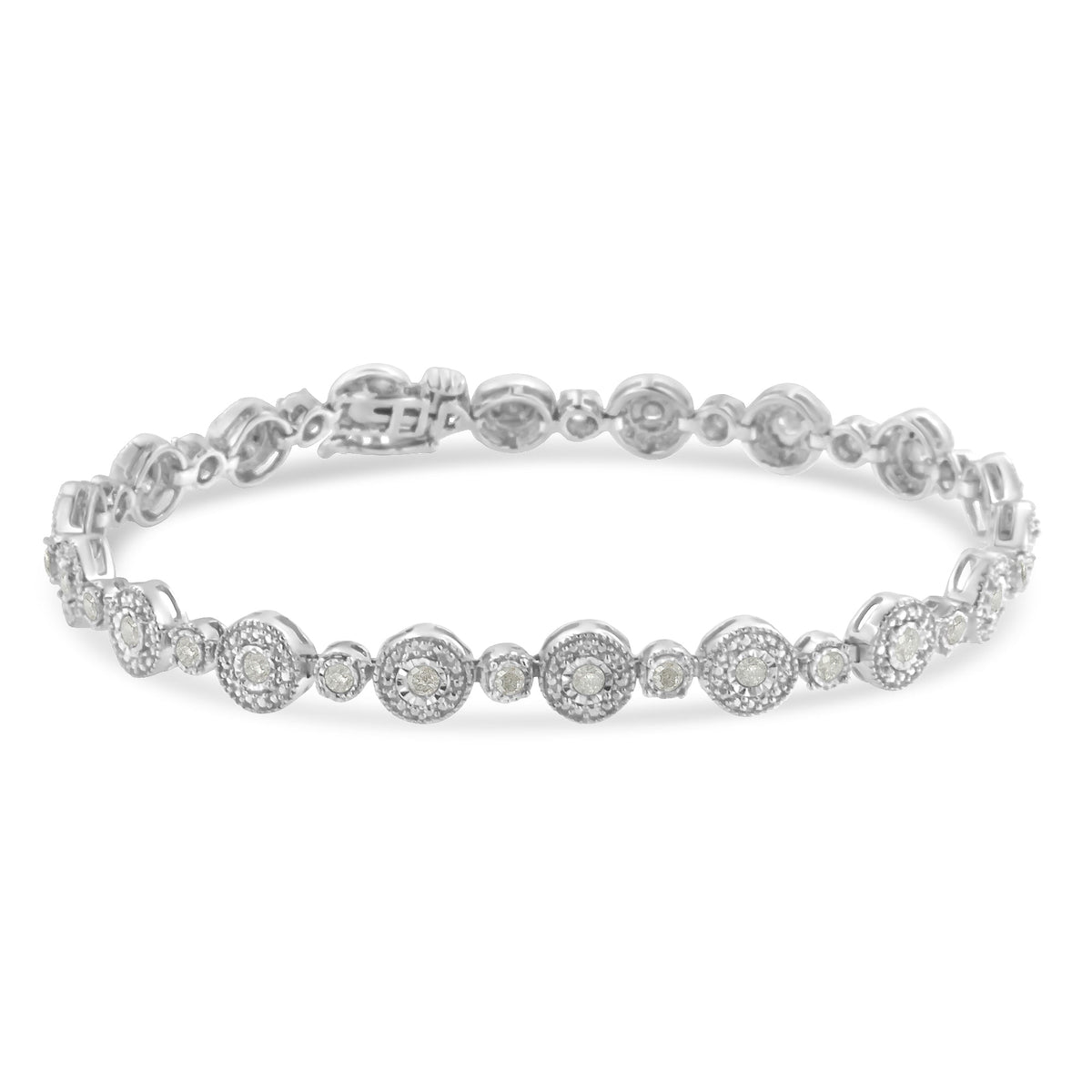 .925 Sterling Silver 1 1/3 cttw Miracle Plate Set Diamond Alternating Link Bracelet (I-J Color, I3 Clarity) -7&quot; - LinkagejewelrydesignLinkagejewelrydesign
