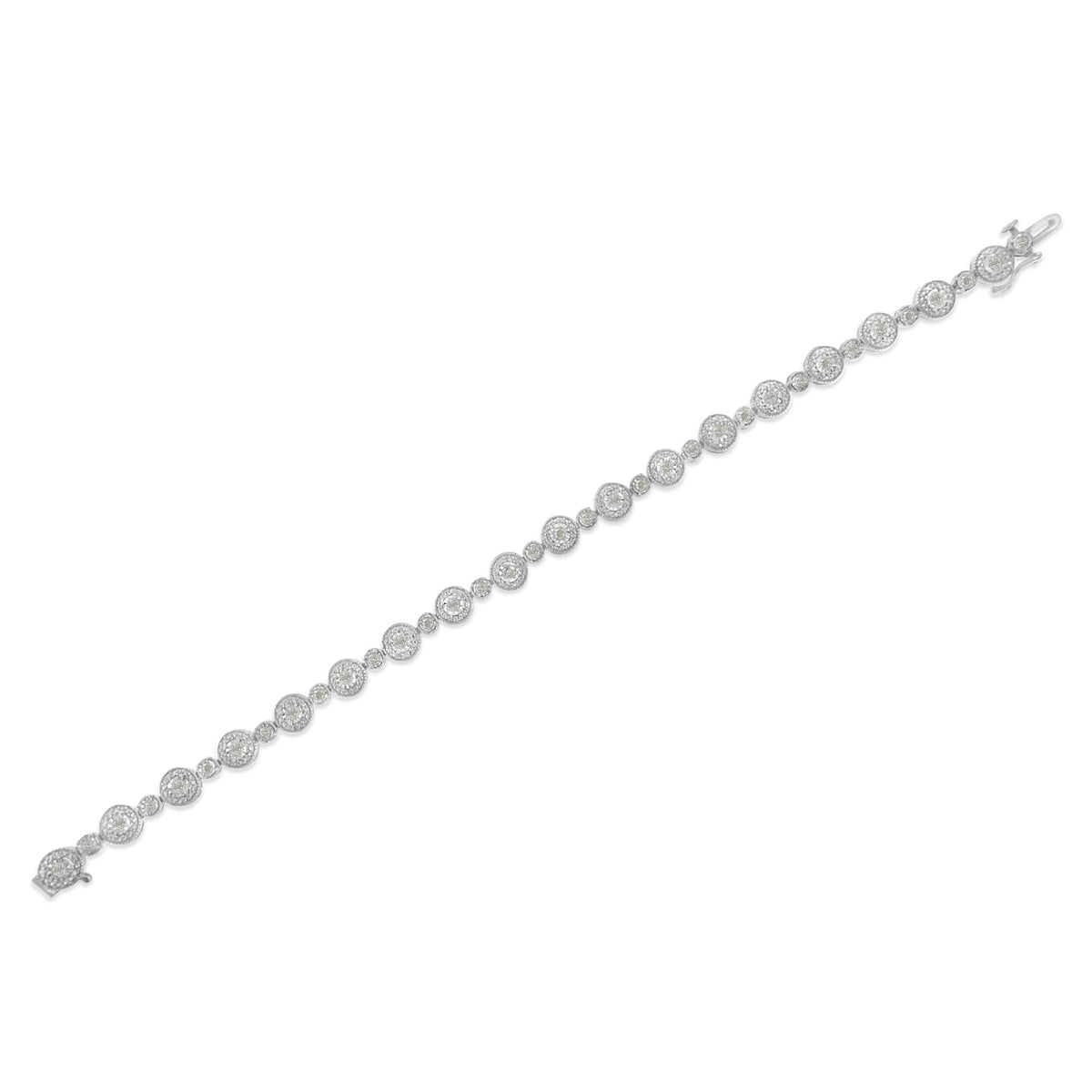 .925 Sterling Silver 1 1/3 cttw Miracle Plate Set Diamond Alternating Link Bracelet (I-J Color, I3 Clarity) -7&quot; - LinkagejewelrydesignLinkagejewelrydesign