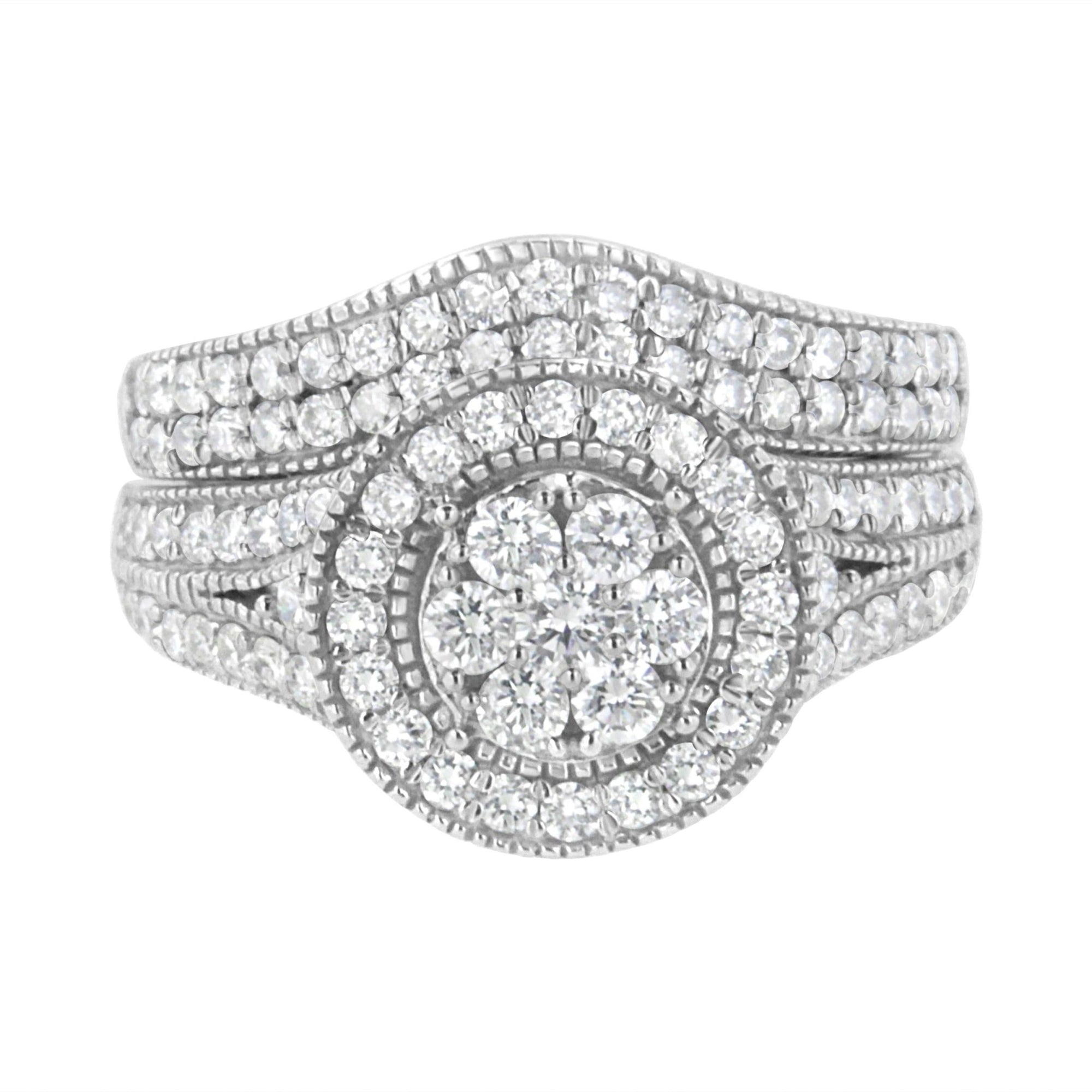 .925 Sterling Silver 1 3/8 cttw Lab Grown Diamond Engagement Ring and Band Set (F-G Color, VS2-SI1 Clarity) - LinkagejewelrydesignLinkagejewelrydesign