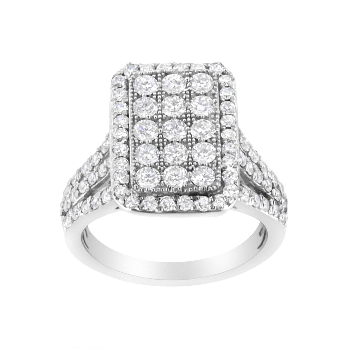 .925 Sterling Silver 1 9/10 cttw Lab Grown Diamond Cluster Ring (F-G Color, VS2-SI1 Clarity) - Size 7 - LinkagejewelrydesignLinkagejewelrydesign