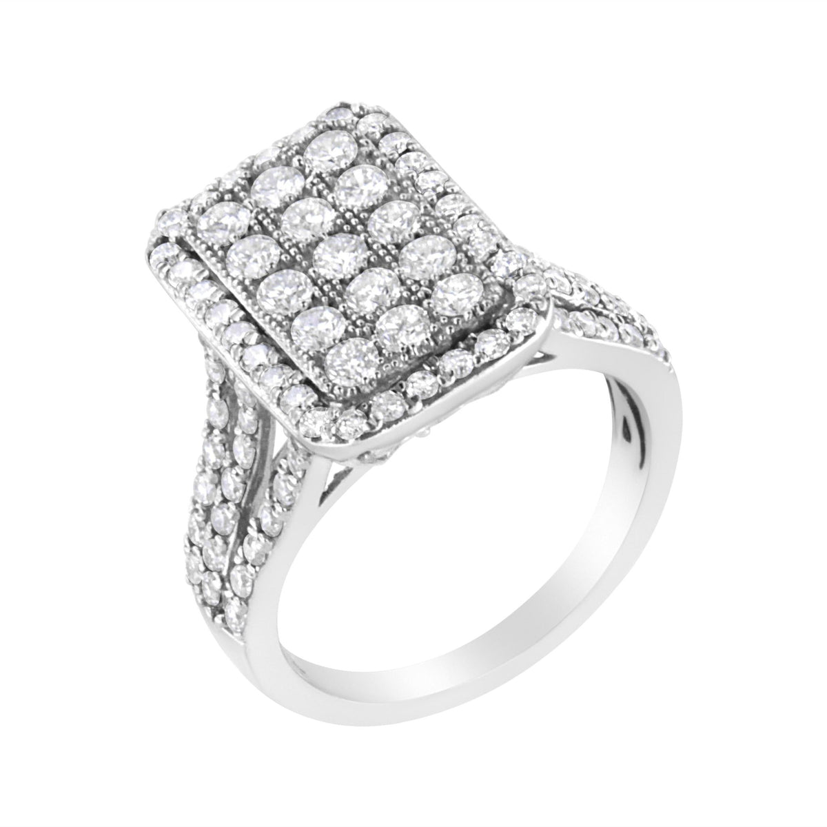 .925 Sterling Silver 1 9/10 cttw Lab Grown Diamond Cluster Ring (F-G Color, VS2-SI1 Clarity) - Size 7 - LinkagejewelrydesignLinkagejewelrydesign