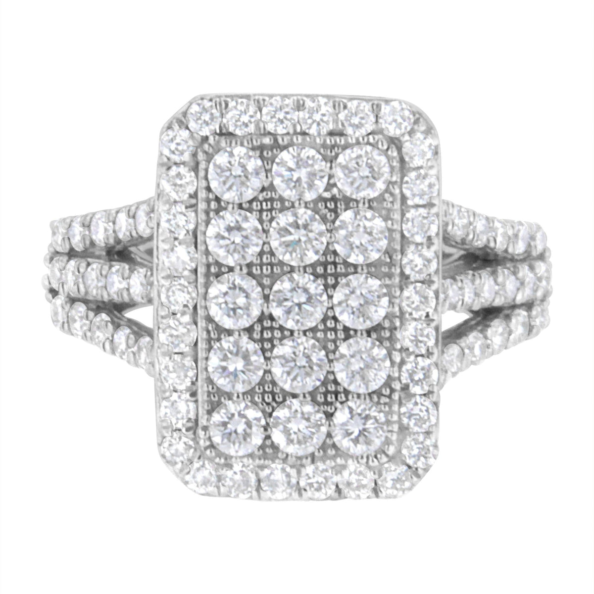 .925 Sterling Silver 1 9/10 cttw Lab Grown Diamond Cluster Ring (F-G Color, VS2-SI1 Clarity) - Size 7 - LinkagejewelrydesignLinkagejewelrydesign
