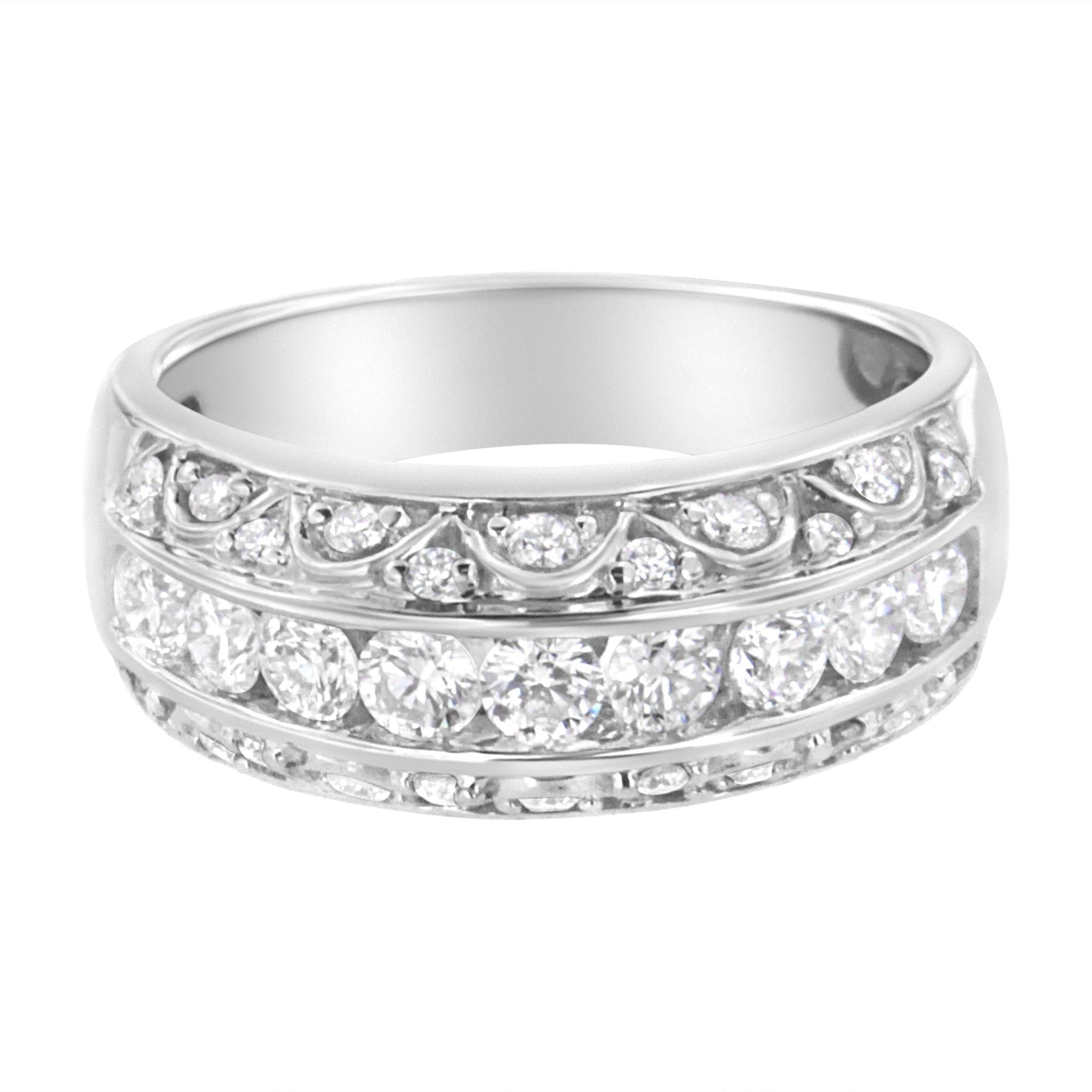 .925 Sterling Silver 1 cttw Lab Grown Cocktail Band Ring (F-G Color, VS2-SI1 Clarity) - LinkagejewelrydesignLinkagejewelrydesign