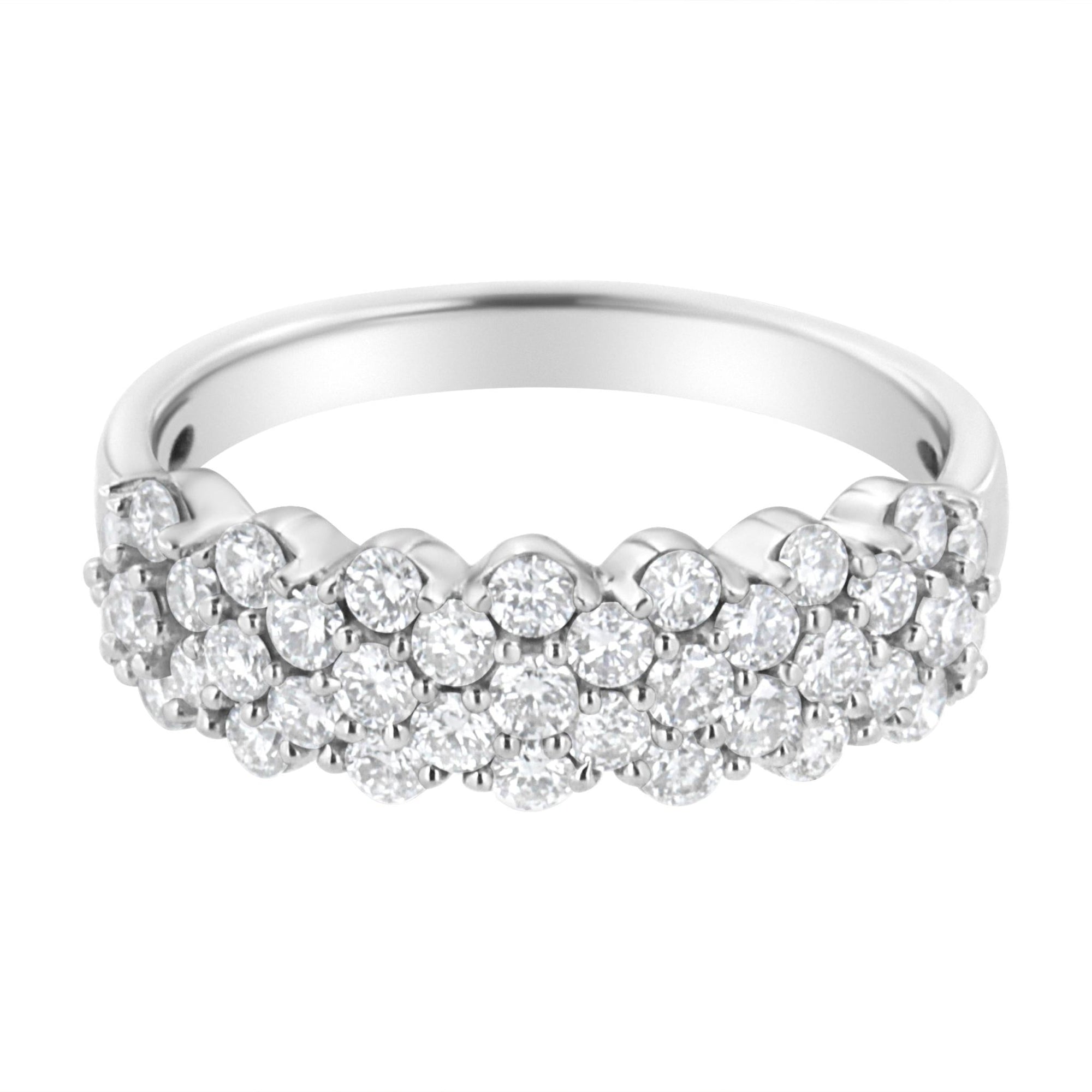 .925 Sterling Silver 1 cttw Lab Grown Diamond Cluster Band Ring (F-G Color, VS2-SI1 Clarity) - LinkagejewelrydesignLinkagejewelrydesign