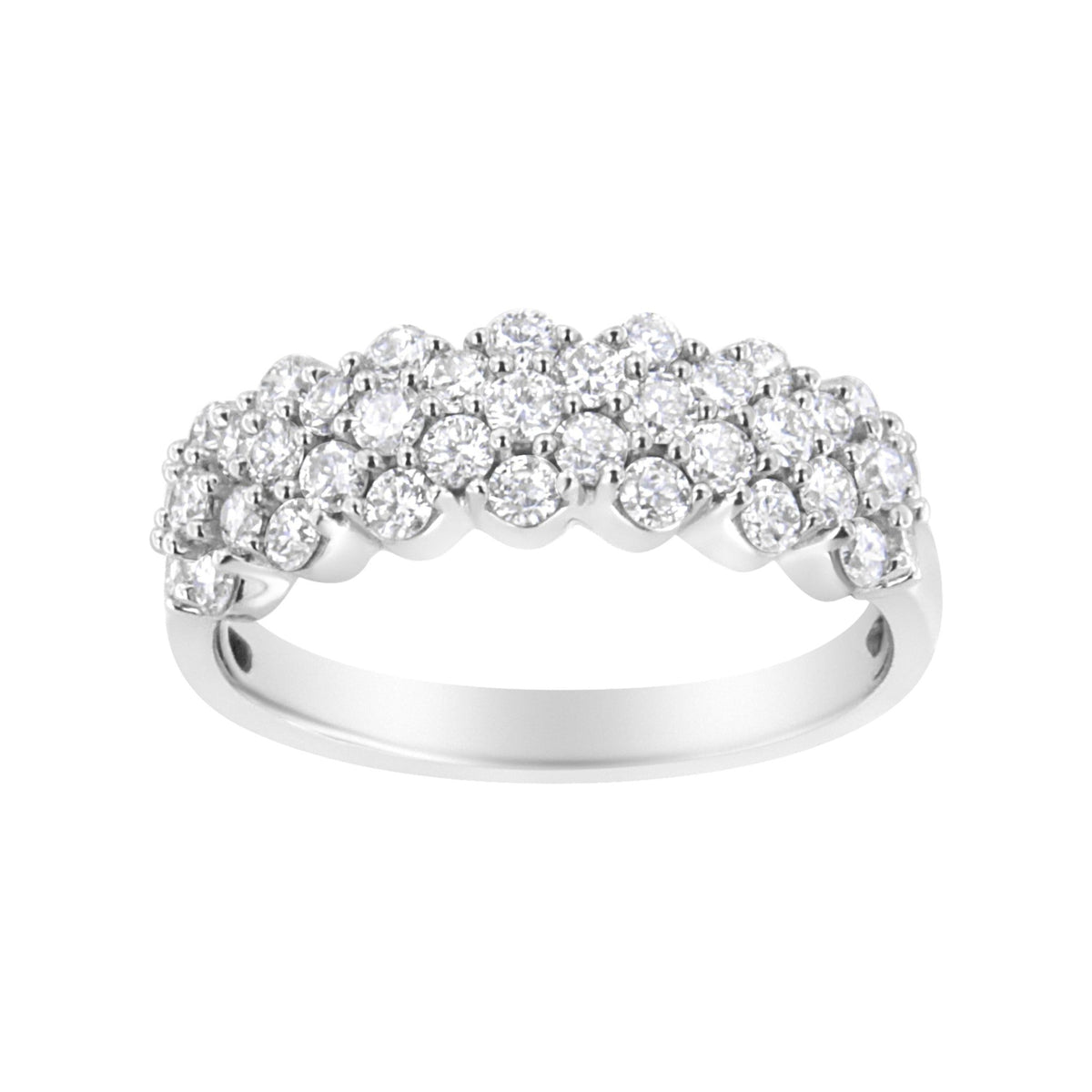 .925 Sterling Silver 1 cttw Lab Grown Diamond Cluster Band Ring (F-G Color, VS2-SI1 Clarity) - LinkagejewelrydesignLinkagejewelrydesign