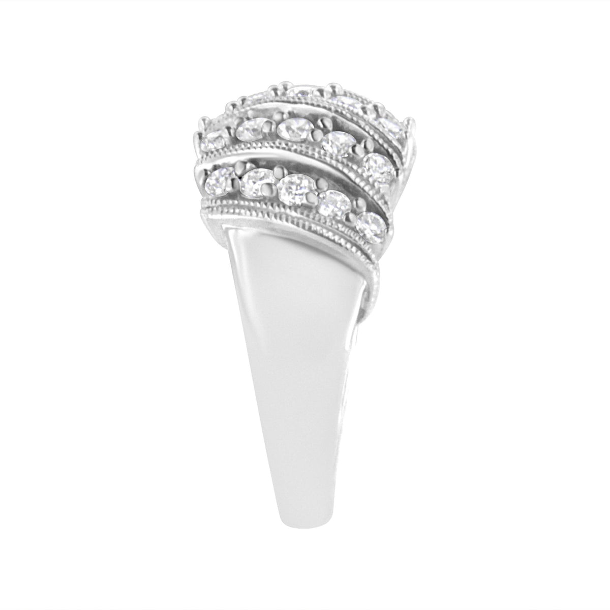.925 Sterling Silver 1 cttw Lab Grown Diamond Cluster Band Ring (F-G Color, VS2-SI1 Clarity) - Size 7 - LinkagejewelrydesignLinkagejewelrydesign