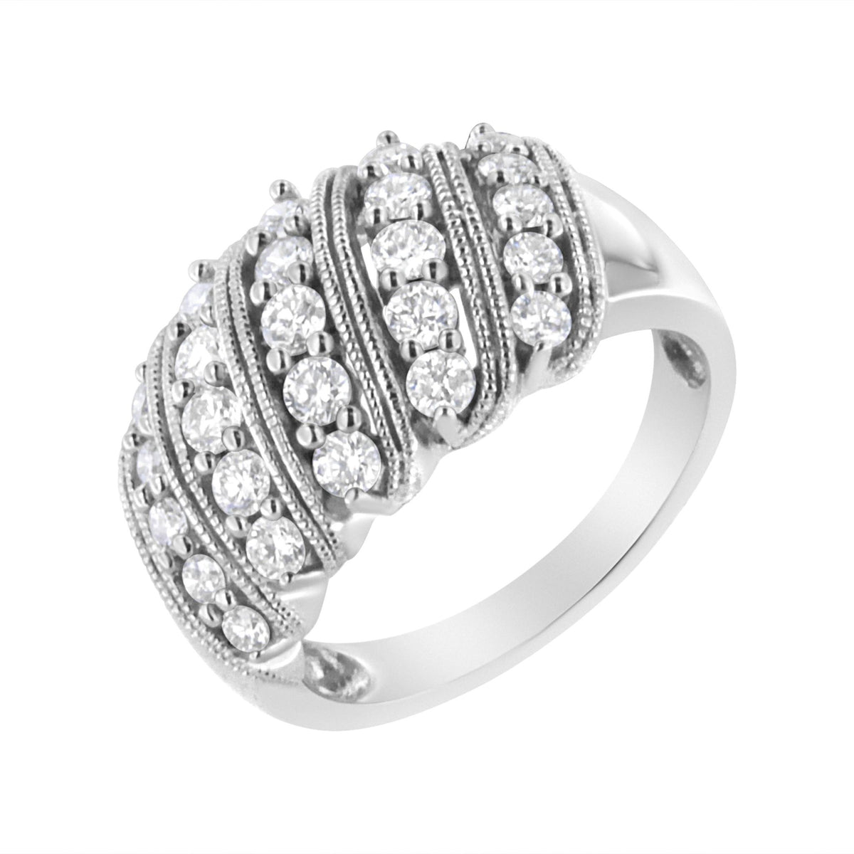 .925 Sterling Silver 1 cttw Lab Grown Diamond Cluster Band Ring (F-G Color, VS2-SI1 Clarity) - Size 7 - LinkagejewelrydesignLinkagejewelrydesign