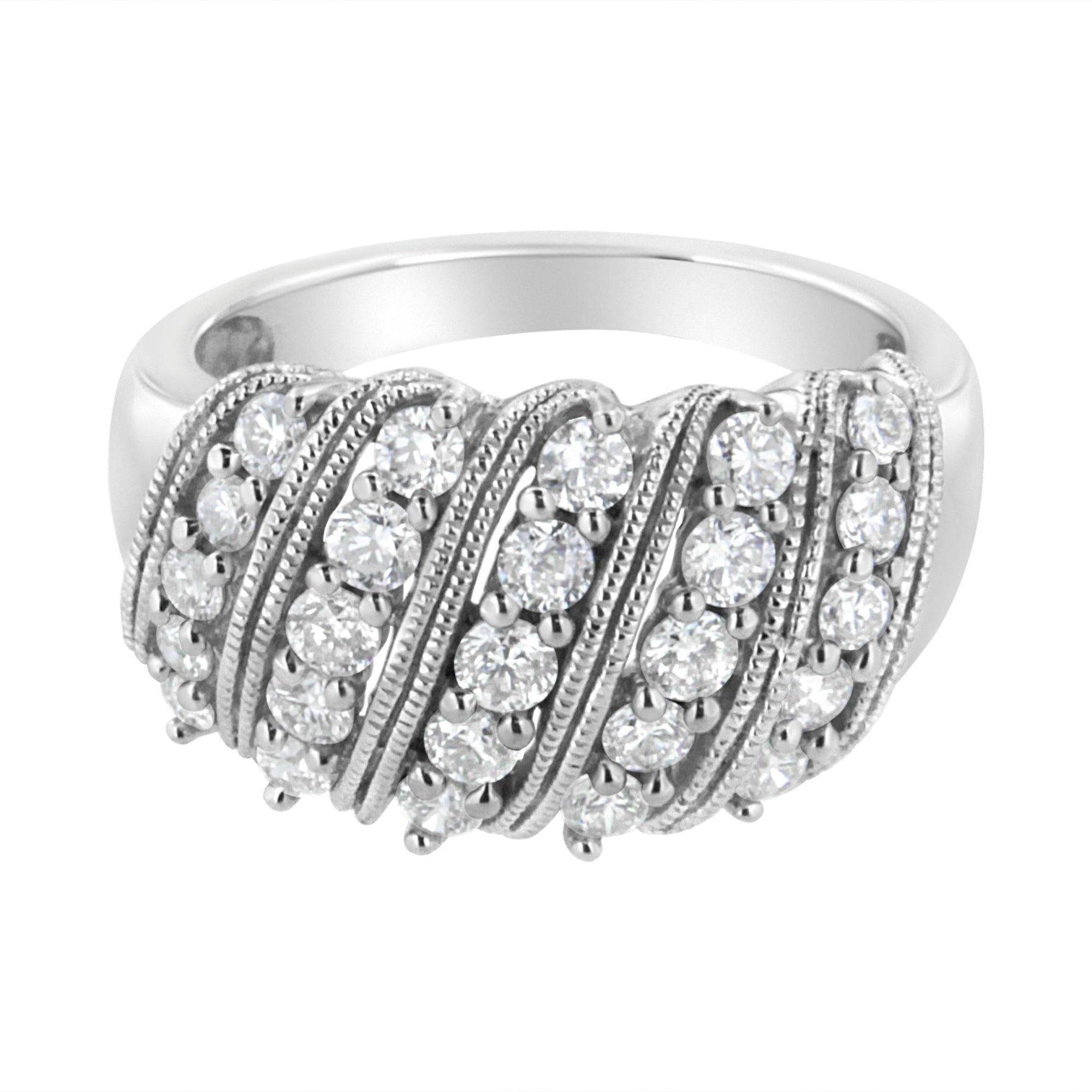 .925 Sterling Silver 1 cttw Lab Grown Diamond Cluster Band Ring (F-G Color, VS2-SI1 Clarity) - Size 7 - LinkagejewelrydesignLinkagejewelrydesign