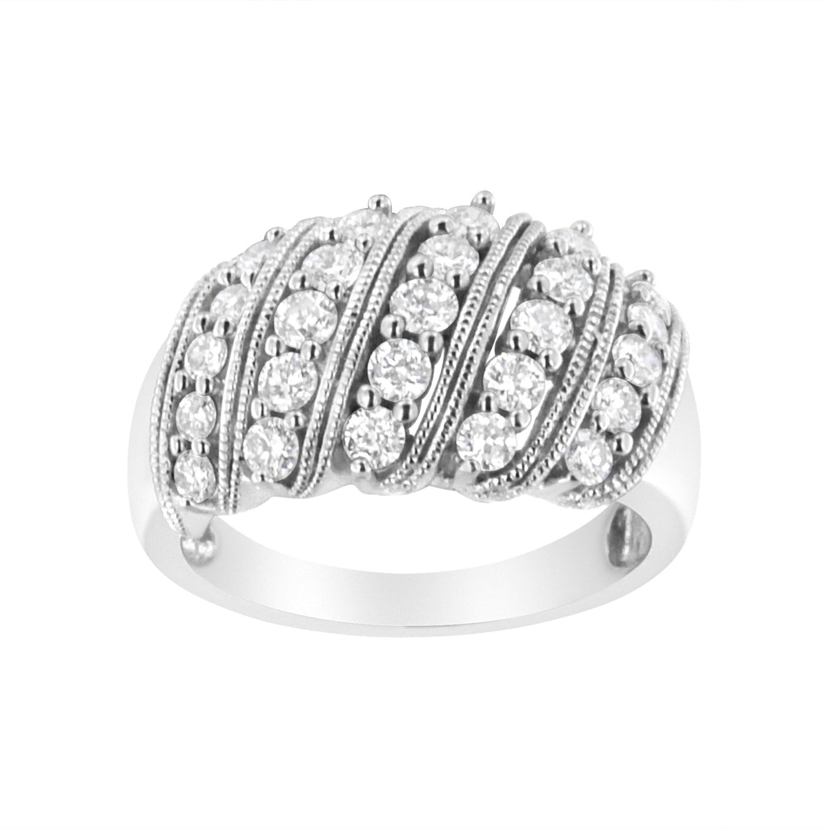 .925 Sterling Silver 1 cttw Lab Grown Diamond Cluster Band Ring (F-G Color, VS2-SI1 Clarity) - Size 7 - LinkagejewelrydesignLinkagejewelrydesign