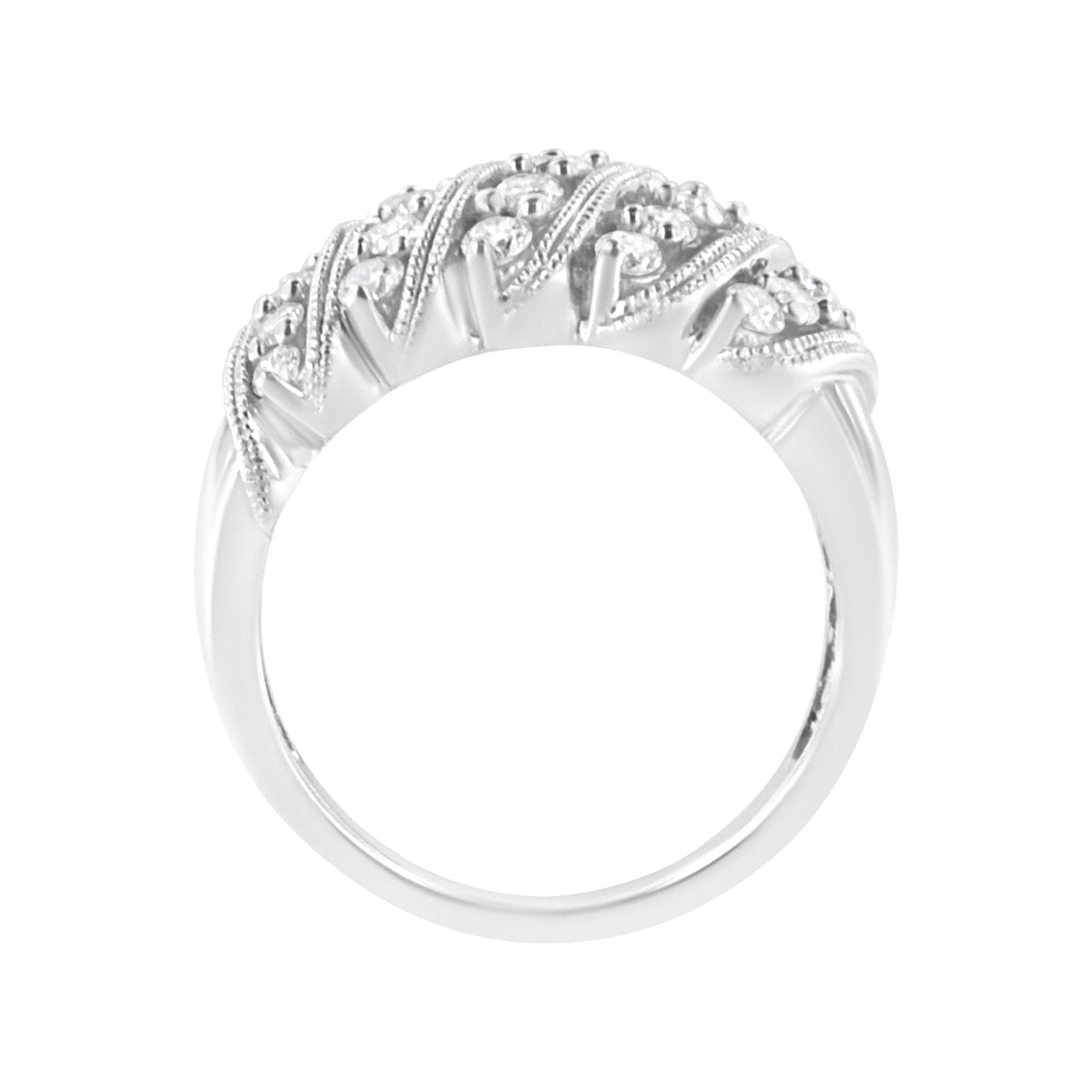 .925 Sterling Silver 1 cttw Lab Grown Diamond Cluster Band Ring (F-G Color, VS2-SI1 Clarity) - Size 7 - LinkagejewelrydesignLinkagejewelrydesign