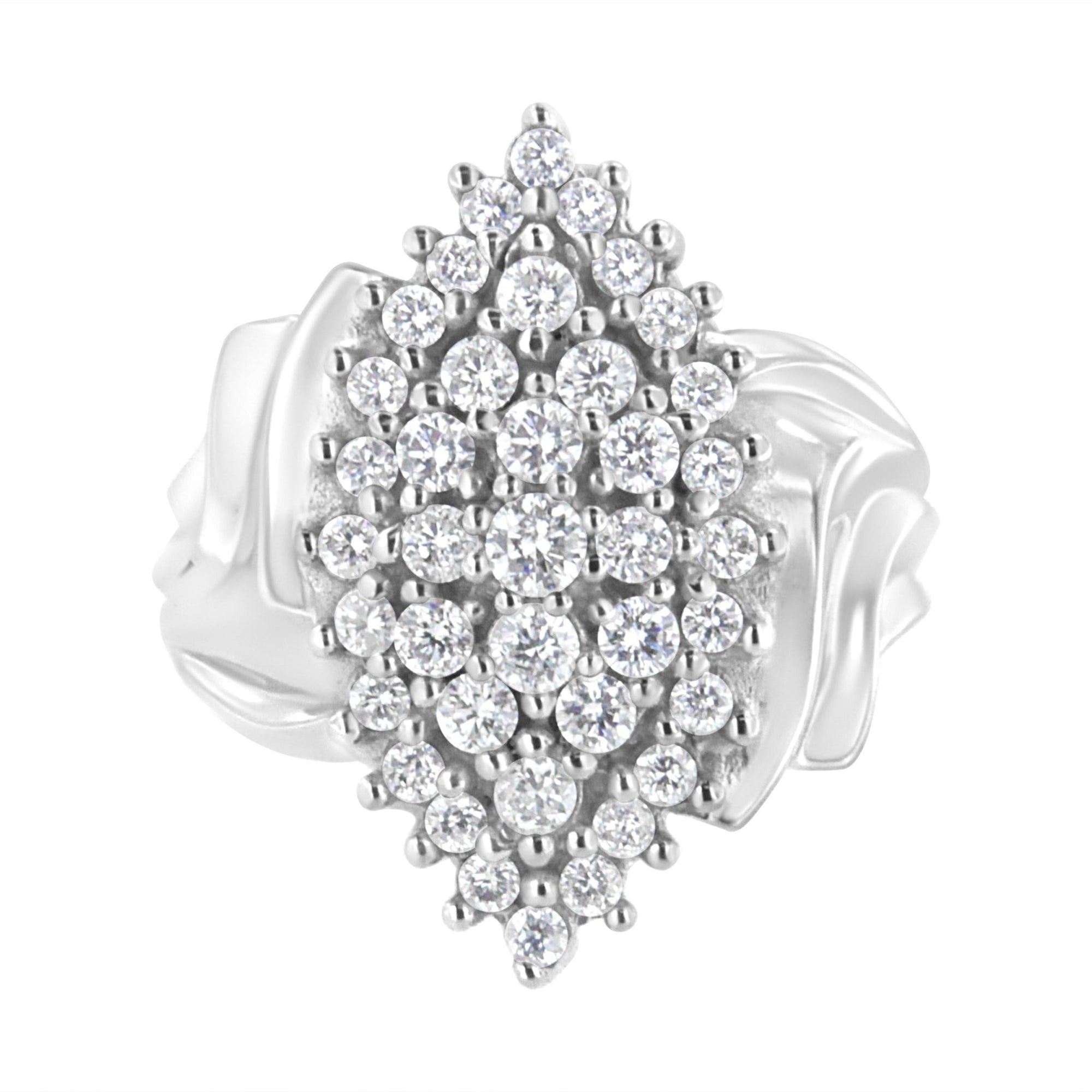 .925 Sterling Silver 1 cttw Lab Grown Diamond Cluster Ring (F-G Color, VS2-SI1 Clarity) - Size 7 - LinkagejewelrydesignLinkagejewelrydesign