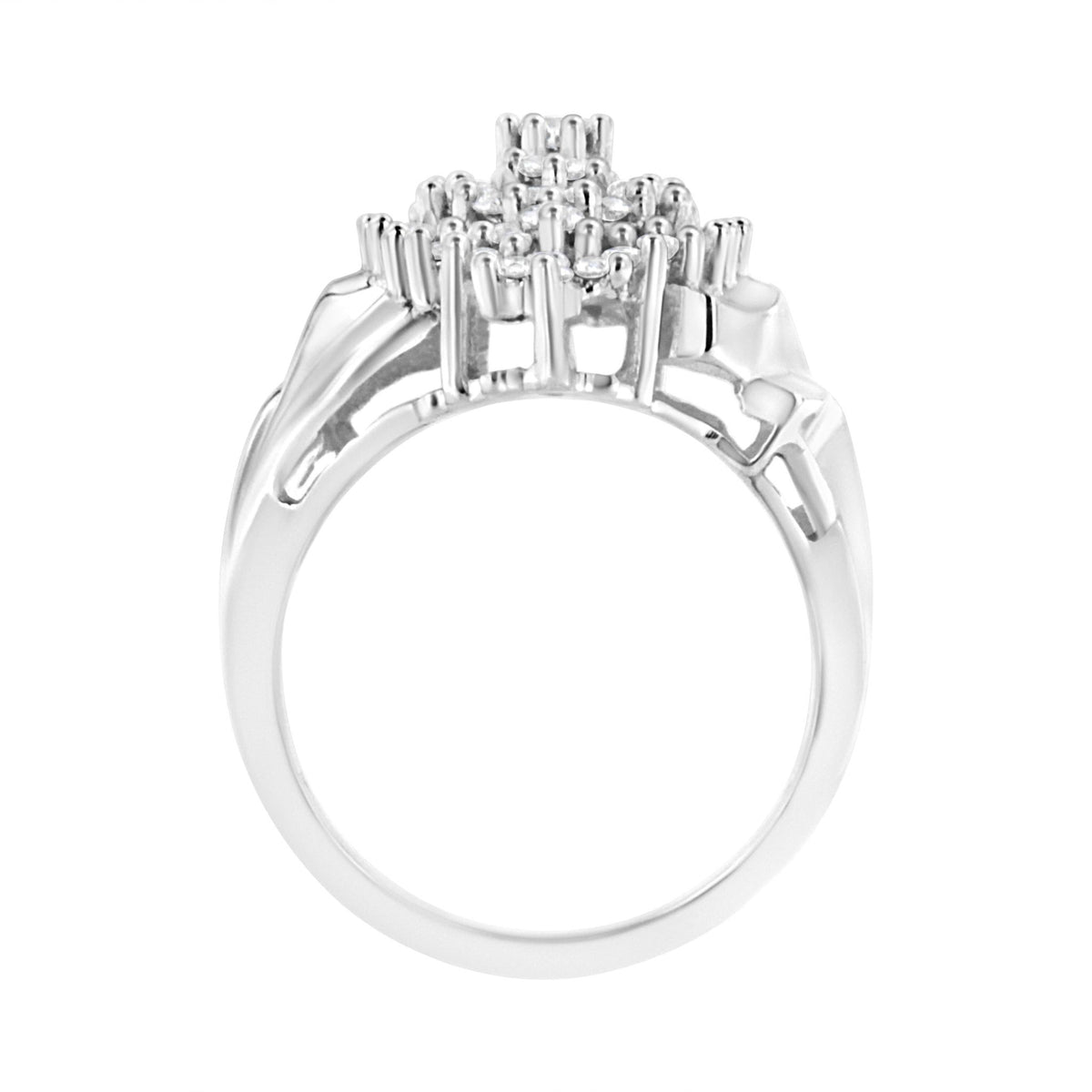 .925 Sterling Silver 1 cttw Lab Grown Diamond Cluster Ring (F-G Color, VS2-SI1 Clarity) - Size 7 - LinkagejewelrydesignLinkagejewelrydesign