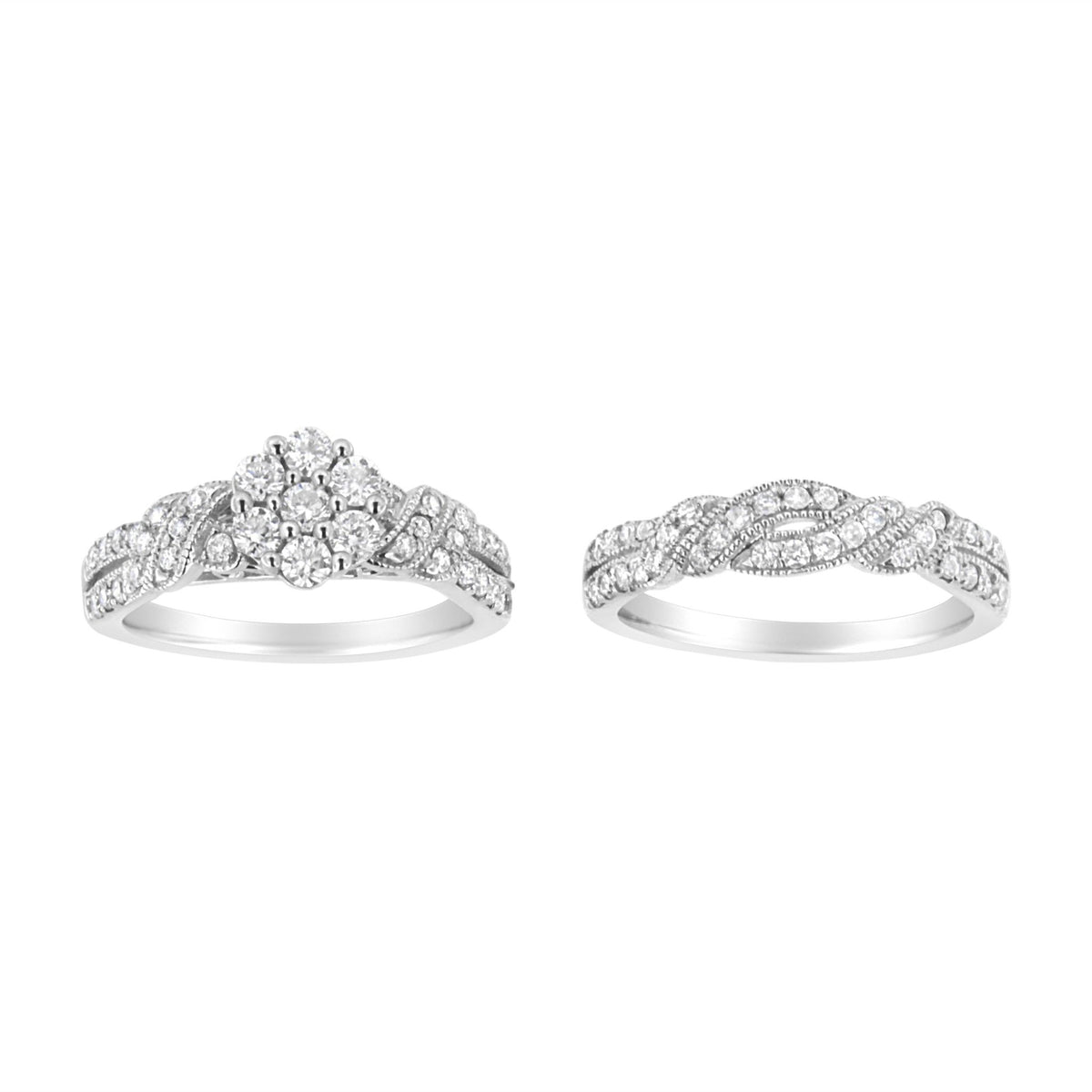 .925 Sterling Silver 1 cttw Lab Grown Diamond Engagement Ring and Band Set (F-G Color, VS2-SI1 Clarity) - LinkagejewelrydesignLinkagejewelrydesign