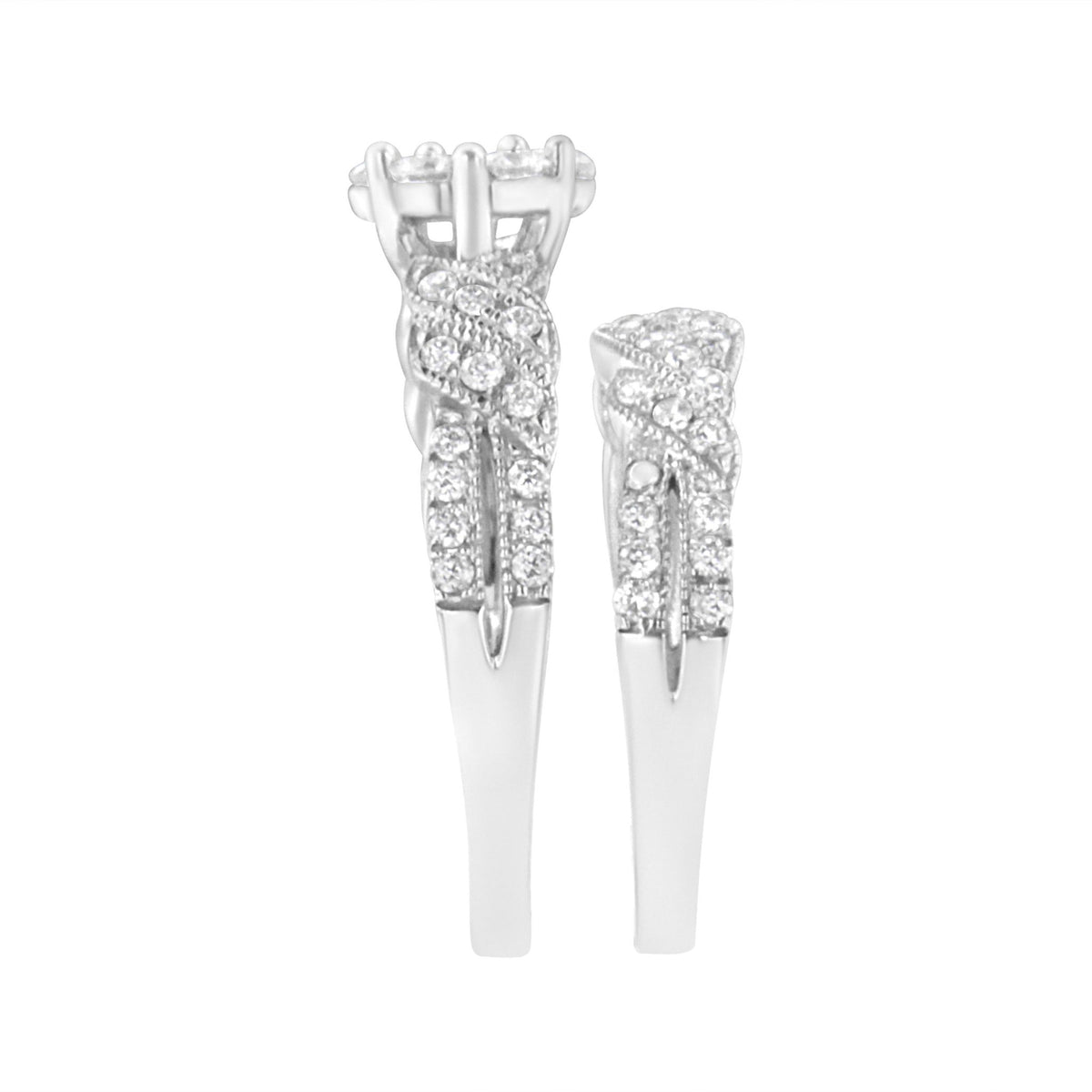 .925 Sterling Silver 1 cttw Lab Grown Diamond Engagement Ring and Band Set (F-G Color, VS2-SI1 Clarity) - LinkagejewelrydesignLinkagejewelrydesign