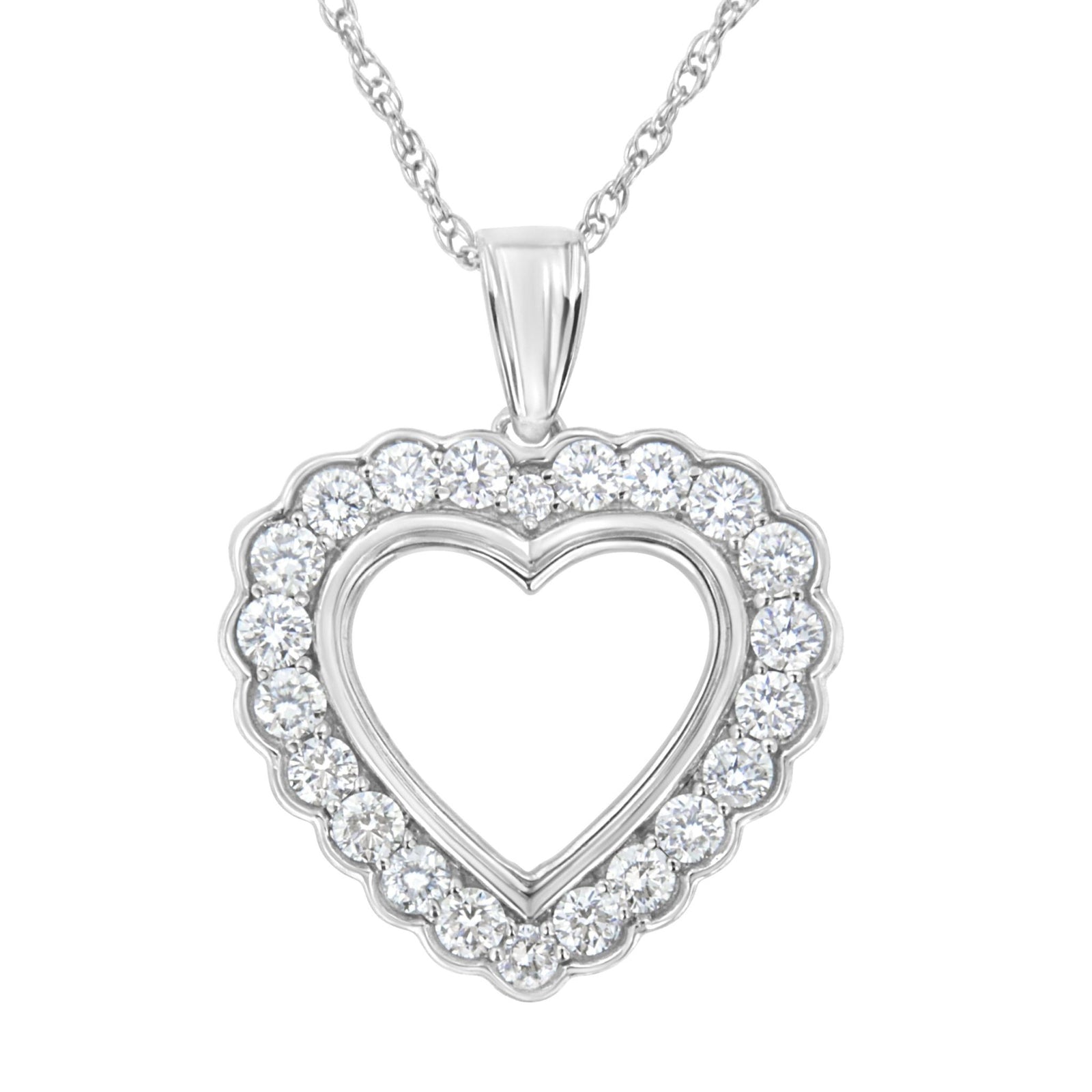 .925 Sterling SIlver 1 cttw Lab Grown Diamond Heart Pendant Necklace (F-G Color, VS2-SI1 Clarity) - LinkagejewelrydesignLinkagejewelrydesign