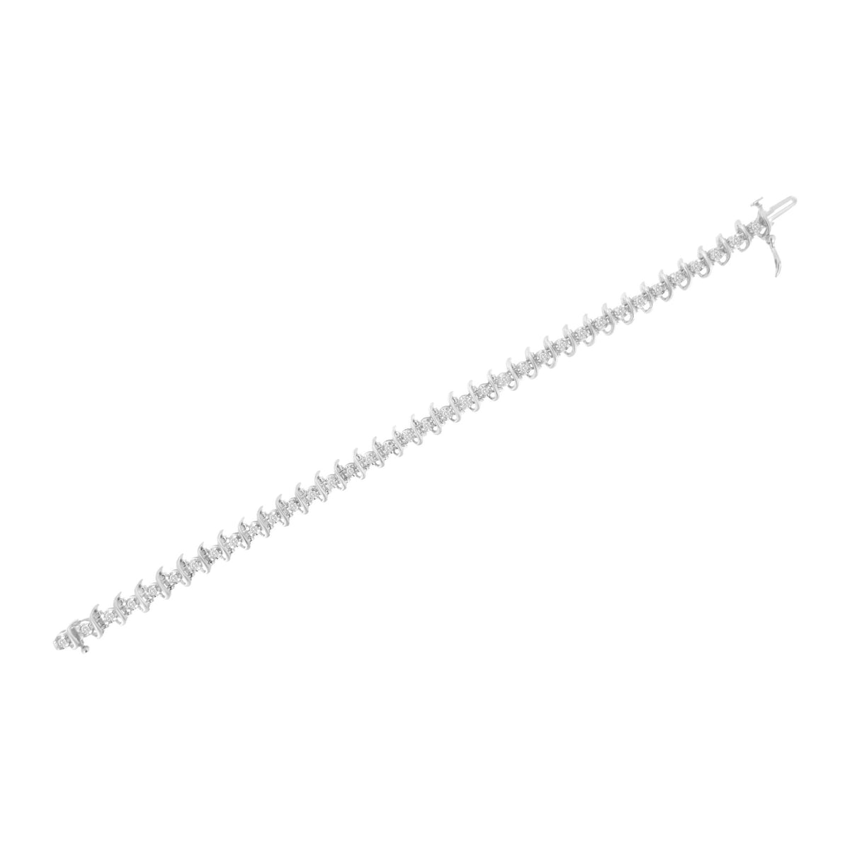 .925 Sterling Silver 1 cttw Prong-Set Diamond Link Bracelet (I-J, I1-I2) - 7.25&quot; - LinkagejewelrydesignLinkagejewelrydesign