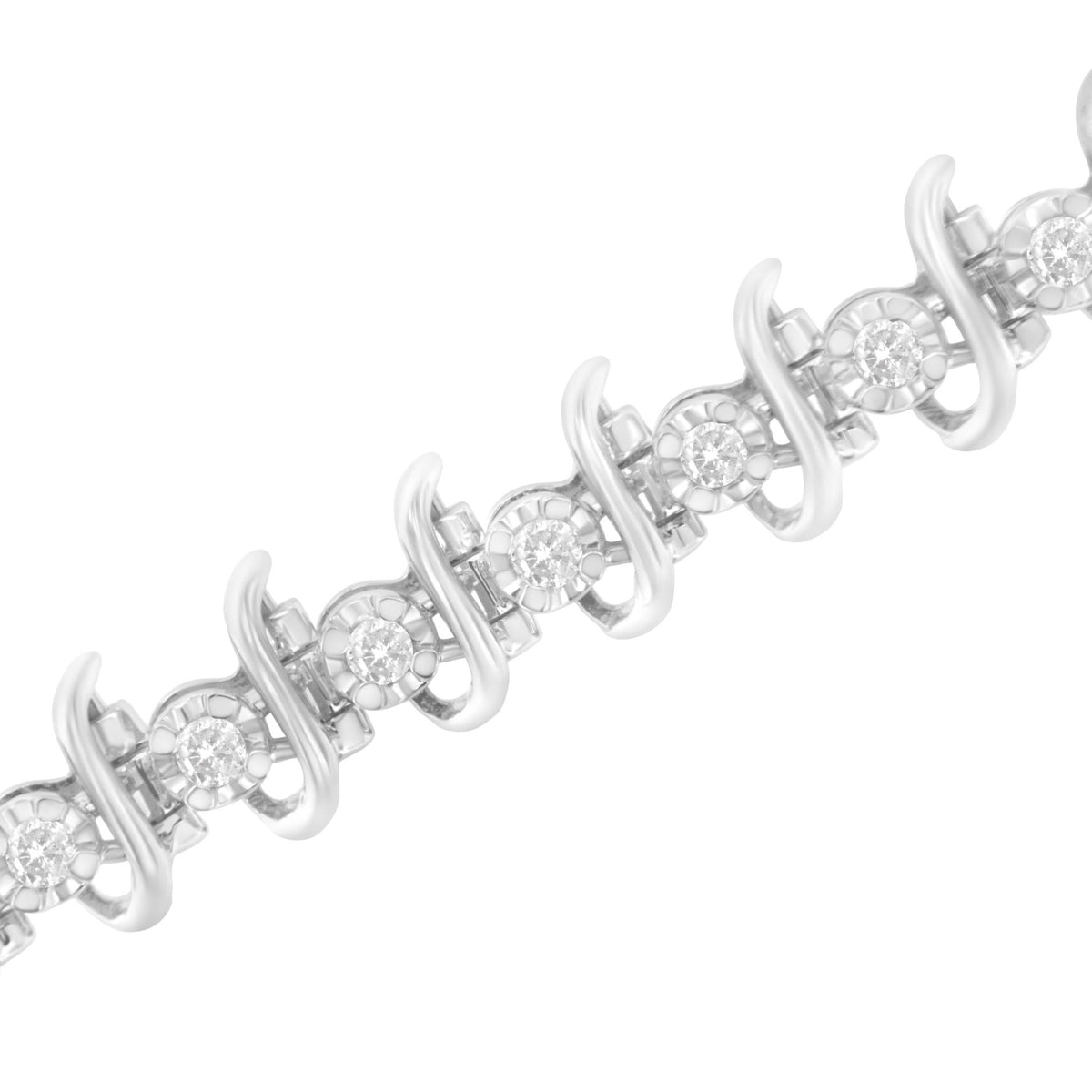 .925 Sterling Silver 1 cttw Prong-Set Diamond Link Bracelet (I-J, I1-I2) - 7.25&quot; - LinkagejewelrydesignLinkagejewelrydesign