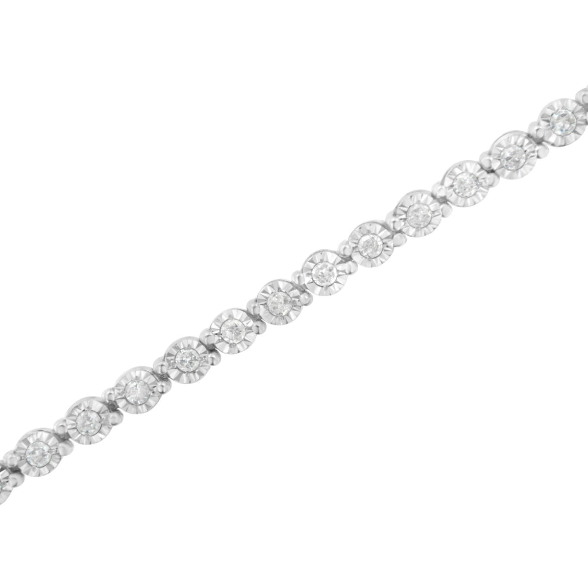 .925 Sterling Silver 1.0 Cttw Bezel-Set Round-cut Diamond Link Bracelet (I-J Color, I3 Clarity) - 7.25&quot; - LinkagejewelrydesignLinkagejewelrydesign