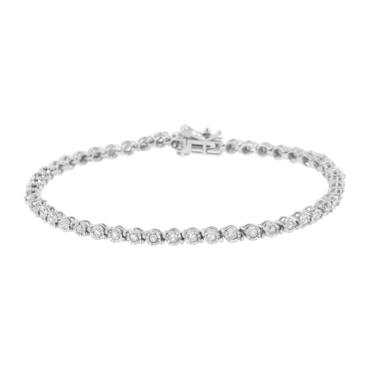 .925 Sterling Silver 1.0 Cttw Bezel-Set Round-cut Diamond Link Bracelet (I-J Color, I3 Clarity) - 7.25&quot; - LinkagejewelrydesignLinkagejewelrydesign