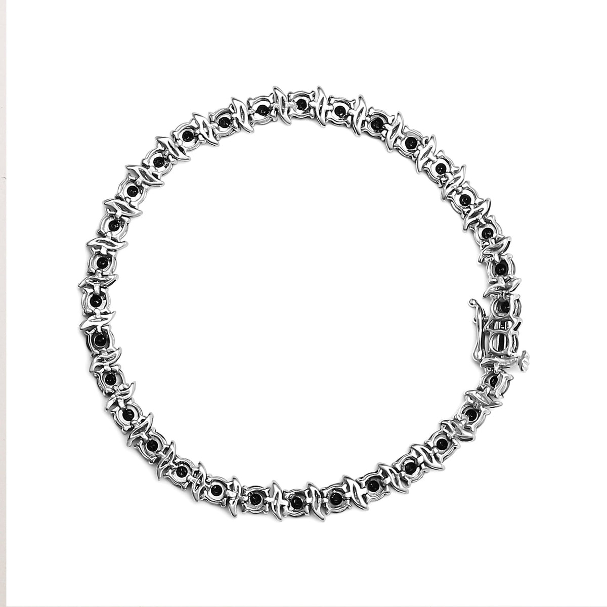 .925 Sterling Silver 1.0 Cttw Black Treated Diamond S-Curve Link Miracle-Set 7&quot; Tennis Bracelet (Black Color, I2-I3 Clarity) - LinkagejewelrydesignLinkagejewelrydesign