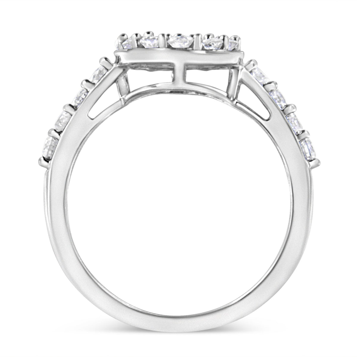 .925 Sterling Silver 1.0 Cttw Brilliant-Cut Diamond Halo-Style Cluster Oval Ring (I-J Color, I3 Clarity) - Size 7 - LinkagejewelrydesignLinkagejewelrydesign