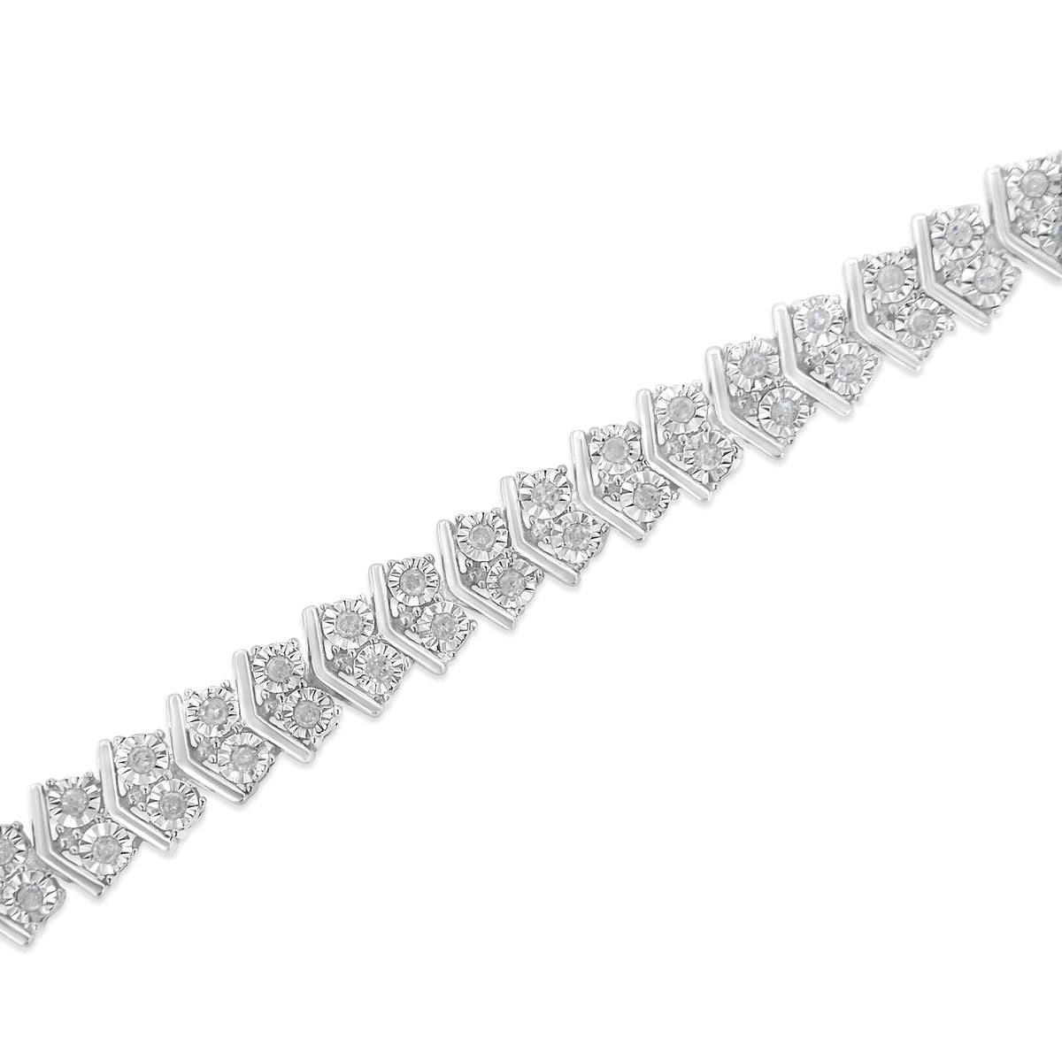 .925 Sterling Silver 1.0 Cttw Chevron 2 Stone Arrow Link Tennis Bracelet (I-J Color, I3 Clarity) - 7” - LinkagejewelrydesignLinkagejewelrydesign