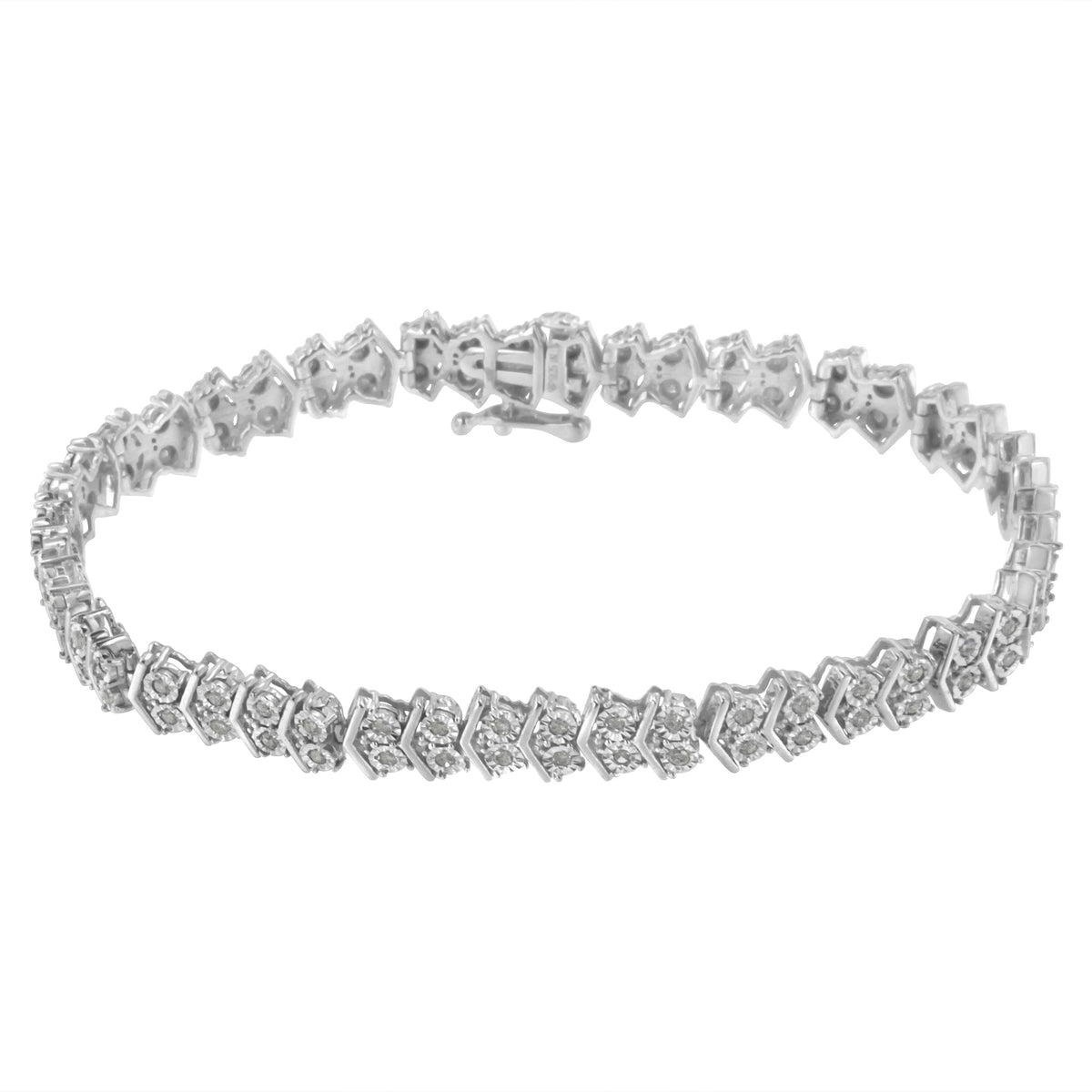 .925 Sterling Silver 1.0 cttw Diamond &quot;Arrow&quot; Shape Tennis Link Bracelet (I-J Color, I3 Clarity) -7.25&quot; - LinkagejewelrydesignLinkagejewelrydesign