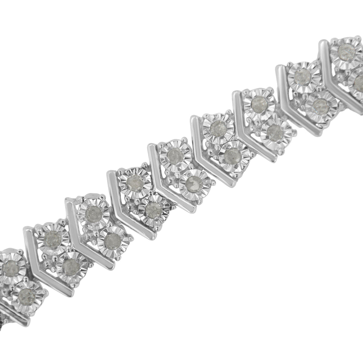 .925 Sterling Silver 1.0 cttw Diamond &quot;Arrow&quot; Shape Tennis Link Bracelet (I-J Color, I3 Clarity) -7.25&quot; - LinkagejewelrydesignLinkagejewelrydesign