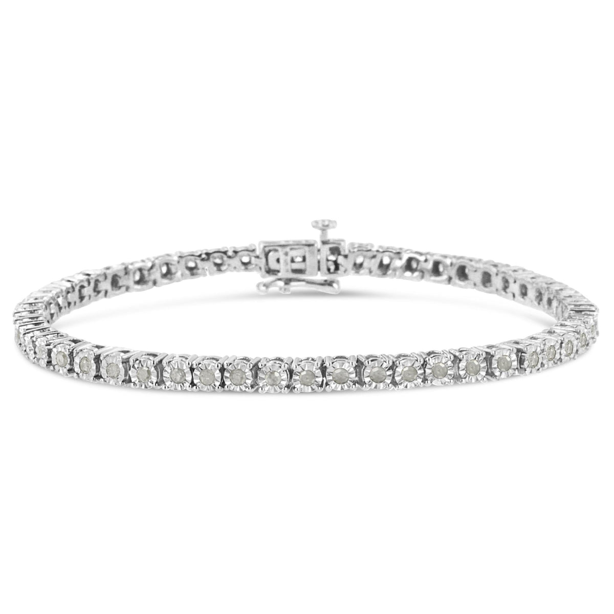 .925 Sterling Silver 1.0 Cttw Diamond Illusion-Set Miracle Plate Tennis Bracelet (I-J Color, I3 Clarity) - 7&quot; - LinkagejewelrydesignLinkagejewelrydesign