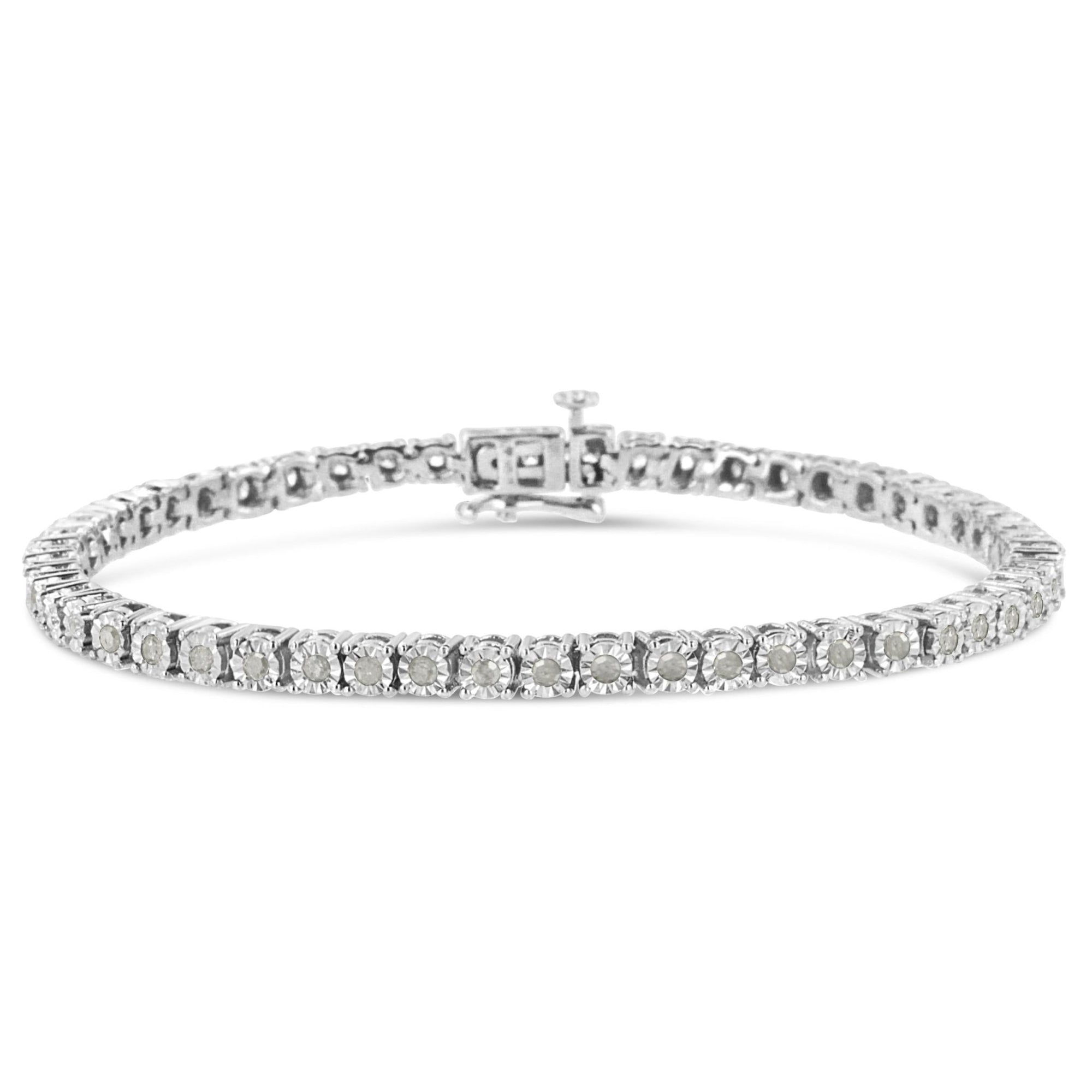 .925 Sterling Silver 1.0 Cttw Diamond Illusion-Set Miracle Plate Tennis Bracelet (I-J Color, I3 Clarity) - 7" - LinkagejewelrydesignLinkagejewelrydesign