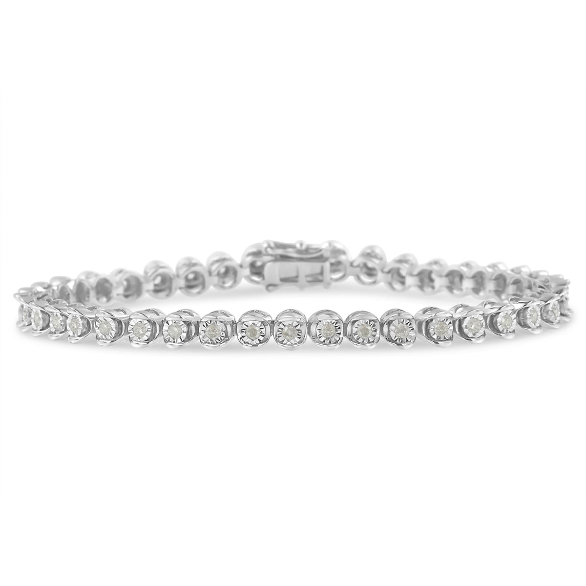 .925 Sterling Silver 1.0 Cttw Diamond Miracle-Set 7&quot; Link Bracelet (I-J Color, I3 Clarity) - LinkagejewelrydesignLinkagejewelrydesign