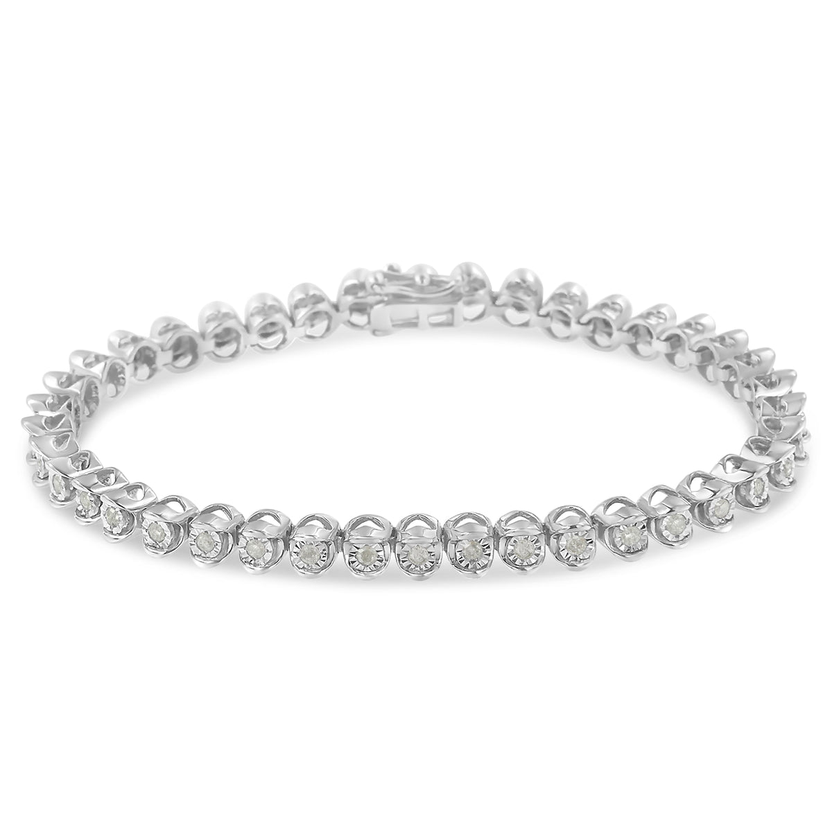 .925 Sterling Silver 1.0 Cttw Diamond Miracle-Set 7&quot; Link Bracelet (I-J Color, I3 Clarity) - LinkagejewelrydesignLinkagejewelrydesign