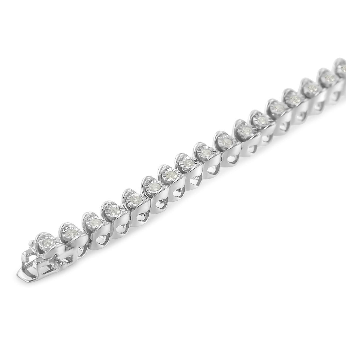 .925 Sterling Silver 1.0 Cttw Diamond Miracle-Set 7&quot; Link Bracelet (I-J Color, I3 Clarity) - LinkagejewelrydesignLinkagejewelrydesign