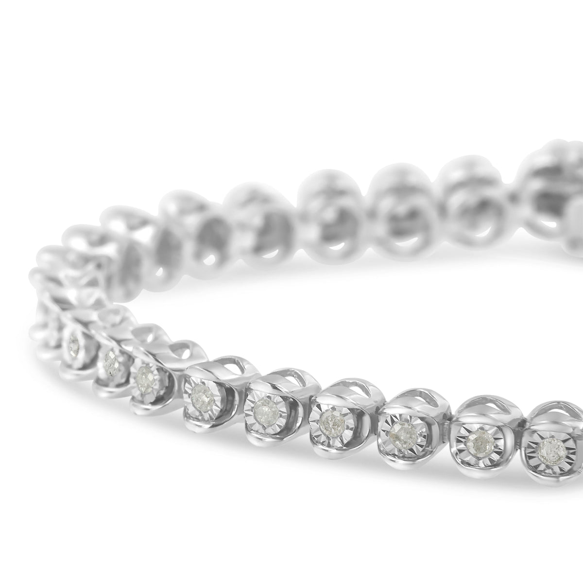 .925 Sterling Silver 1.0 Cttw Diamond Miracle-Set 7&quot; Link Bracelet (I-J Color, I3 Clarity) - LinkagejewelrydesignLinkagejewelrydesign