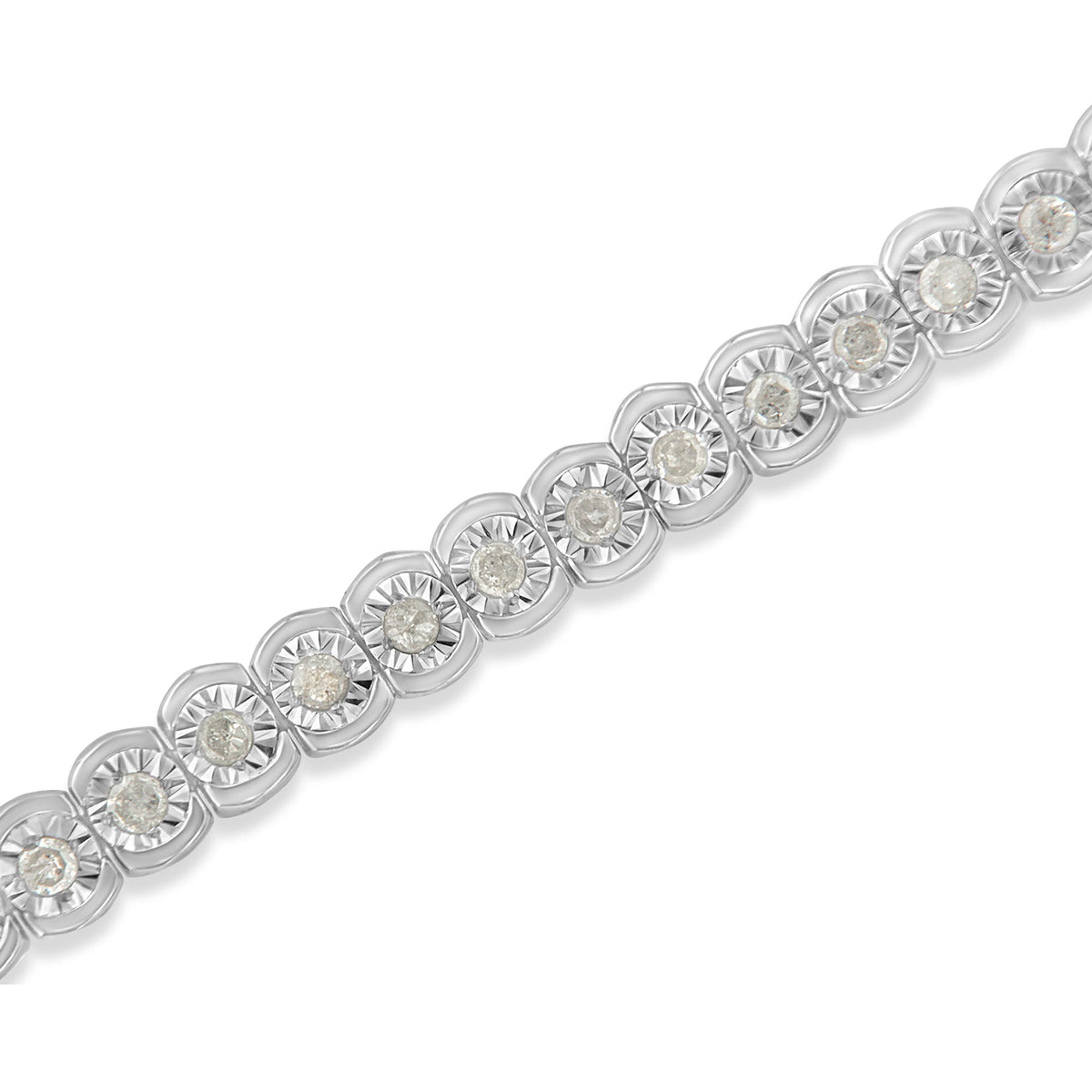 .925 Sterling Silver 1.0 Cttw Diamond Miracle-Set Cut-Circle 7&quot; Tennis Bracelet (I-J Color, I2-I3 Clarity) - LinkagejewelrydesignLinkagejewelrydesign