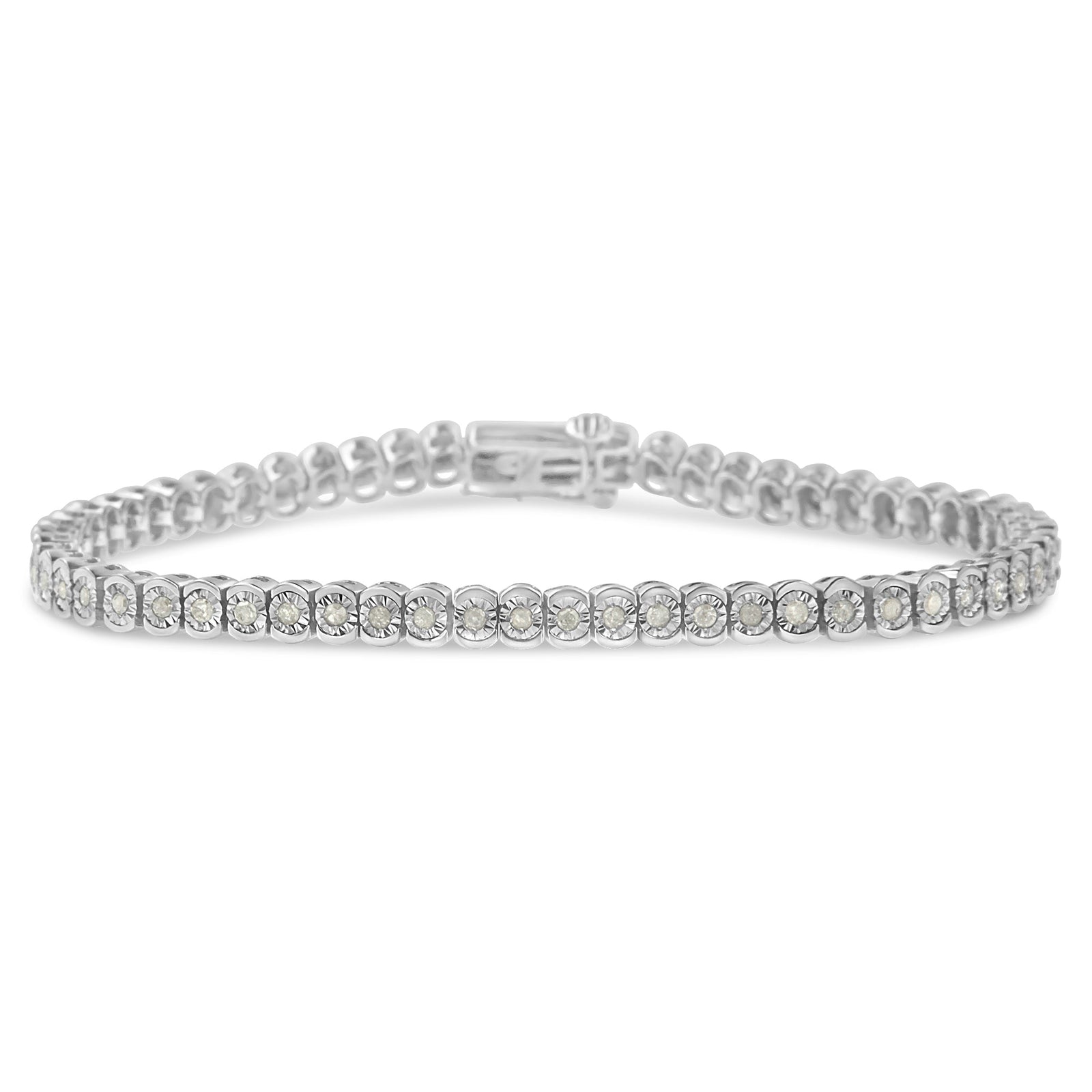 .925 Sterling Silver 1.0 Cttw Diamond Miracle-Set Cut-Circle 7" Tennis Bracelet (I-J Color, I2-I3 Clarity) - LinkagejewelrydesignLinkagejewelrydesign