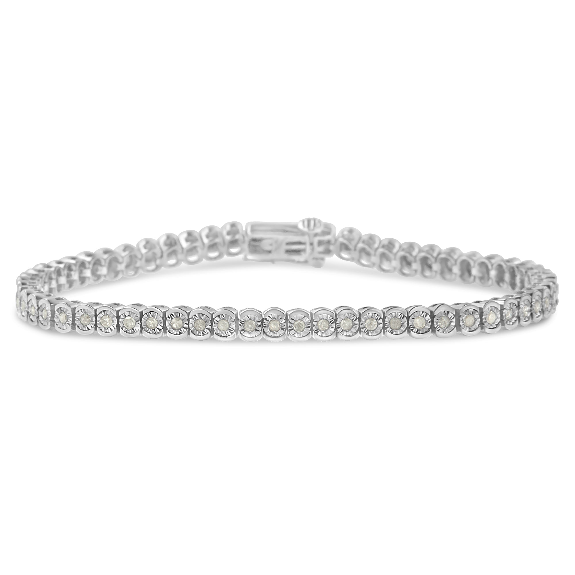 .925 Sterling Silver 1.0 Cttw Diamond Miracle-Set Cut-Circle 7" Tennis Bracelet (I-J Color, I2-I3 Clarity) - LinkagejewelrydesignLinkagejewelrydesign