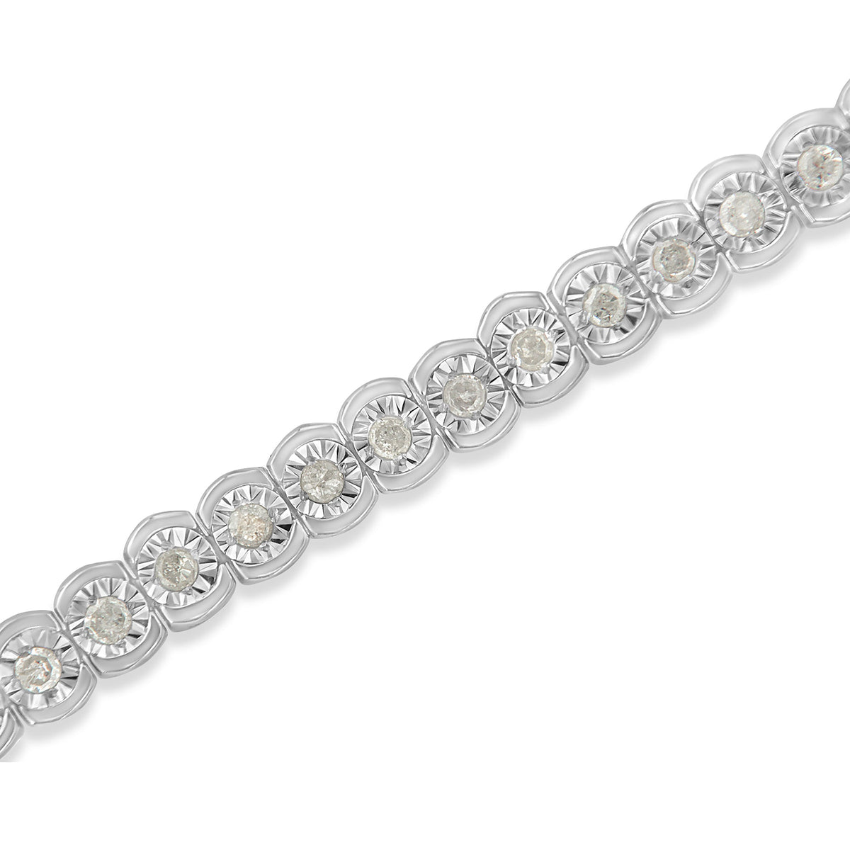 .925 Sterling Silver 1.0 Cttw Diamond Miracle-Set Cut-Circle 7&quot; Tennis Bracelet (I-J Color, I2-I3 Clarity) - LinkagejewelrydesignLinkagejewelrydesign