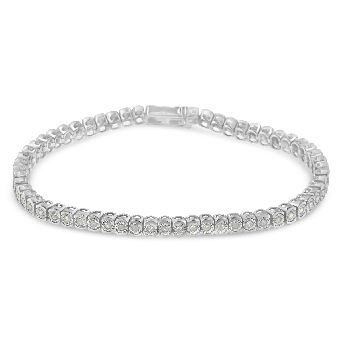 .925 Sterling Silver 1.0 Cttw Diamond Miracle-Set Cut-Circle 7&quot; Tennis Bracelet (I-J Color, I2-I3 Clarity) - LinkagejewelrydesignLinkagejewelrydesign