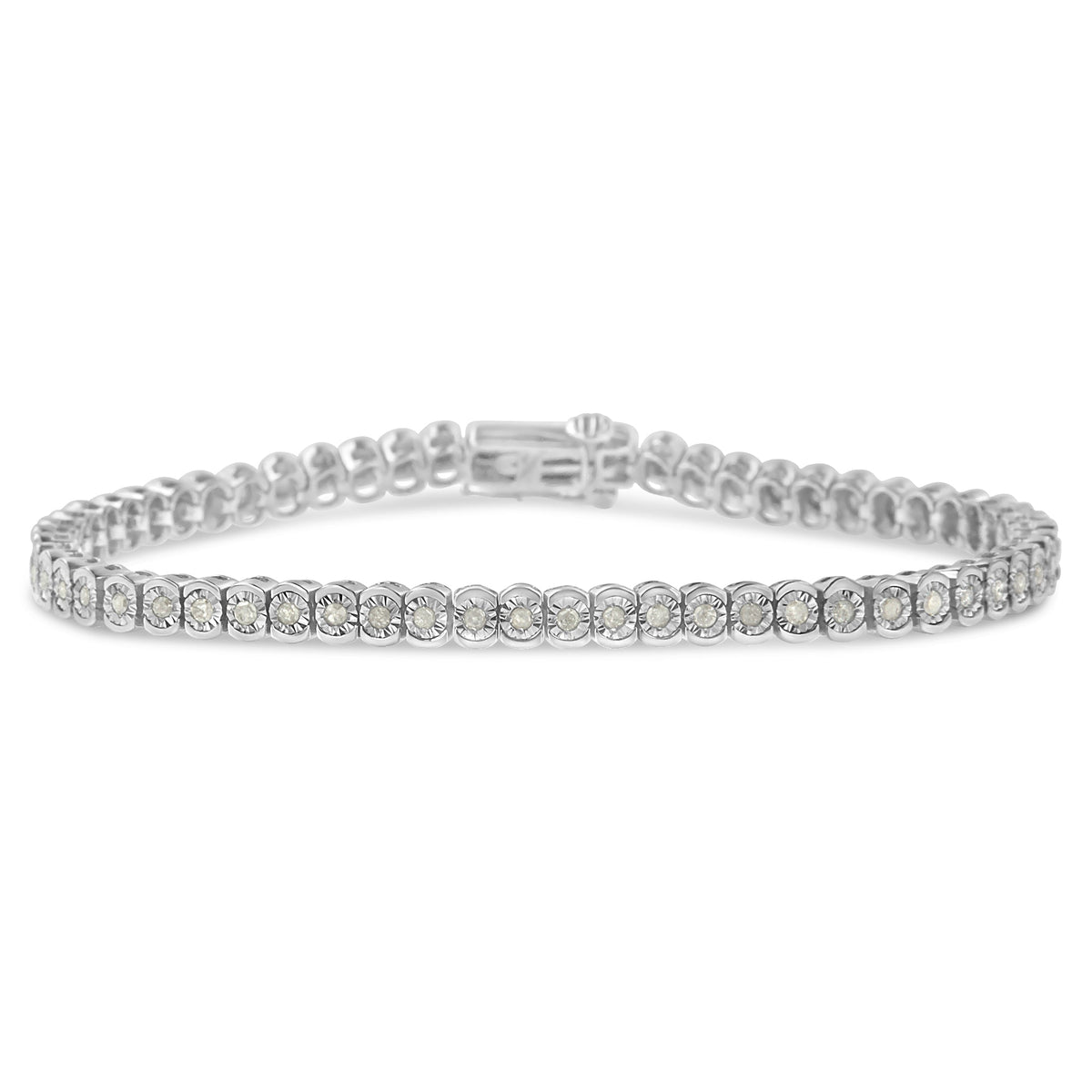 .925 Sterling Silver 1.0 Cttw Diamond Miracle-Set Cut-Circle 7&quot; Tennis Bracelet (I-J Color, I2-I3 Clarity) - LinkagejewelrydesignLinkagejewelrydesign