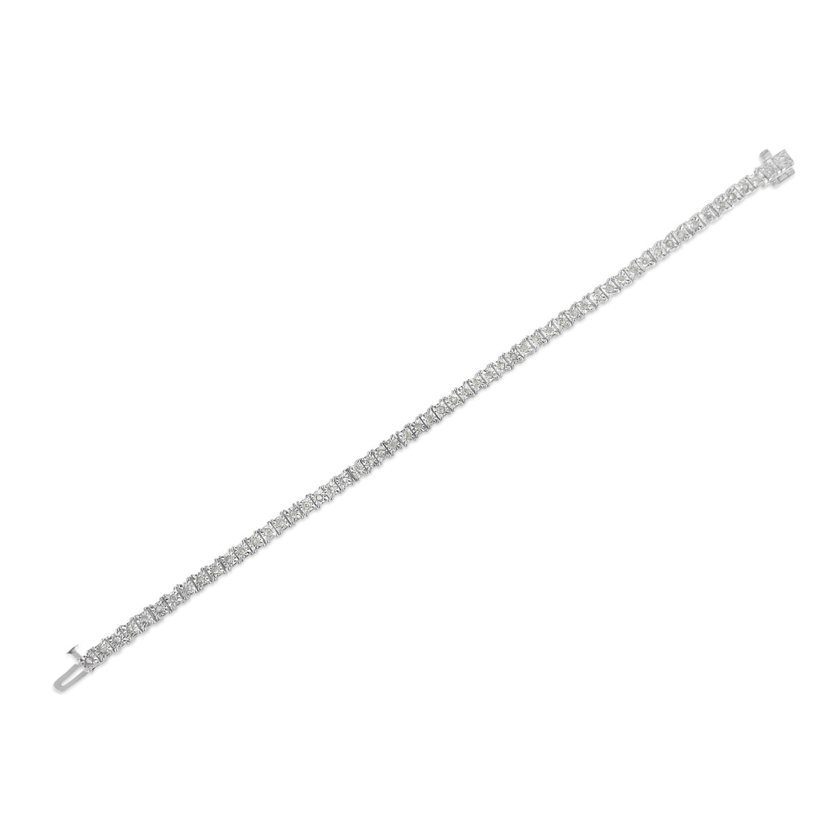 .925 Sterling Silver 1.0 Cttw Diamond Square Frame Miracle-Set Tennis Bracelet (I-J Color, I3 Clarity) - 7&quot; - LinkagejewelrydesignLinkagejewelrydesign
