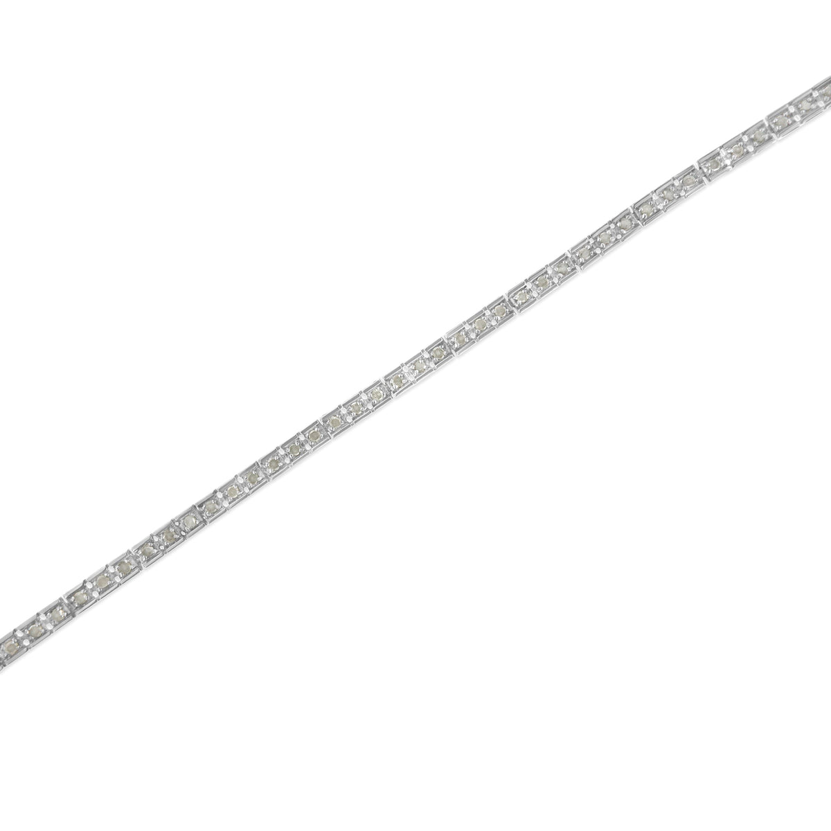 .925 Sterling Silver 1.0 Cttw Diamond Square Hybrid Link 7&quot; Tennis Bracelet (I-J Color, I2-I3 Clarity) - LinkagejewelrydesignLinkagejewelrydesign