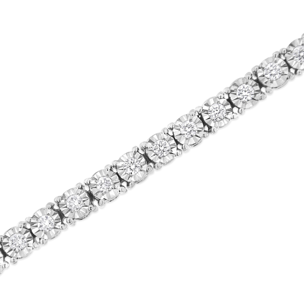 .925 Sterling Silver 1.0 Cttw Lab Grown Diamond Illusion-Set Miracle Plate Tennis Bracelet (G-H Color, VS1-VS2 Clarity) - Size 7.25" - LinkagejewelrydesignLinkagejewelrydesign