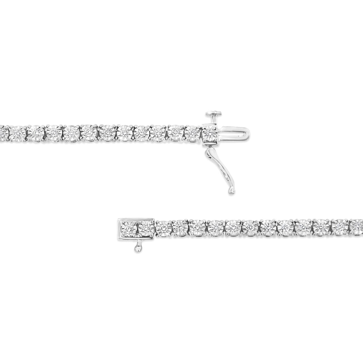 .925 Sterling Silver 1.0 Cttw Lab Grown Diamond Illusion-Set Miracle Plate Tennis Bracelet (G-H Color, VS1-VS2 Clarity) - Size 7.25" - LinkagejewelrydesignLinkagejewelrydesign