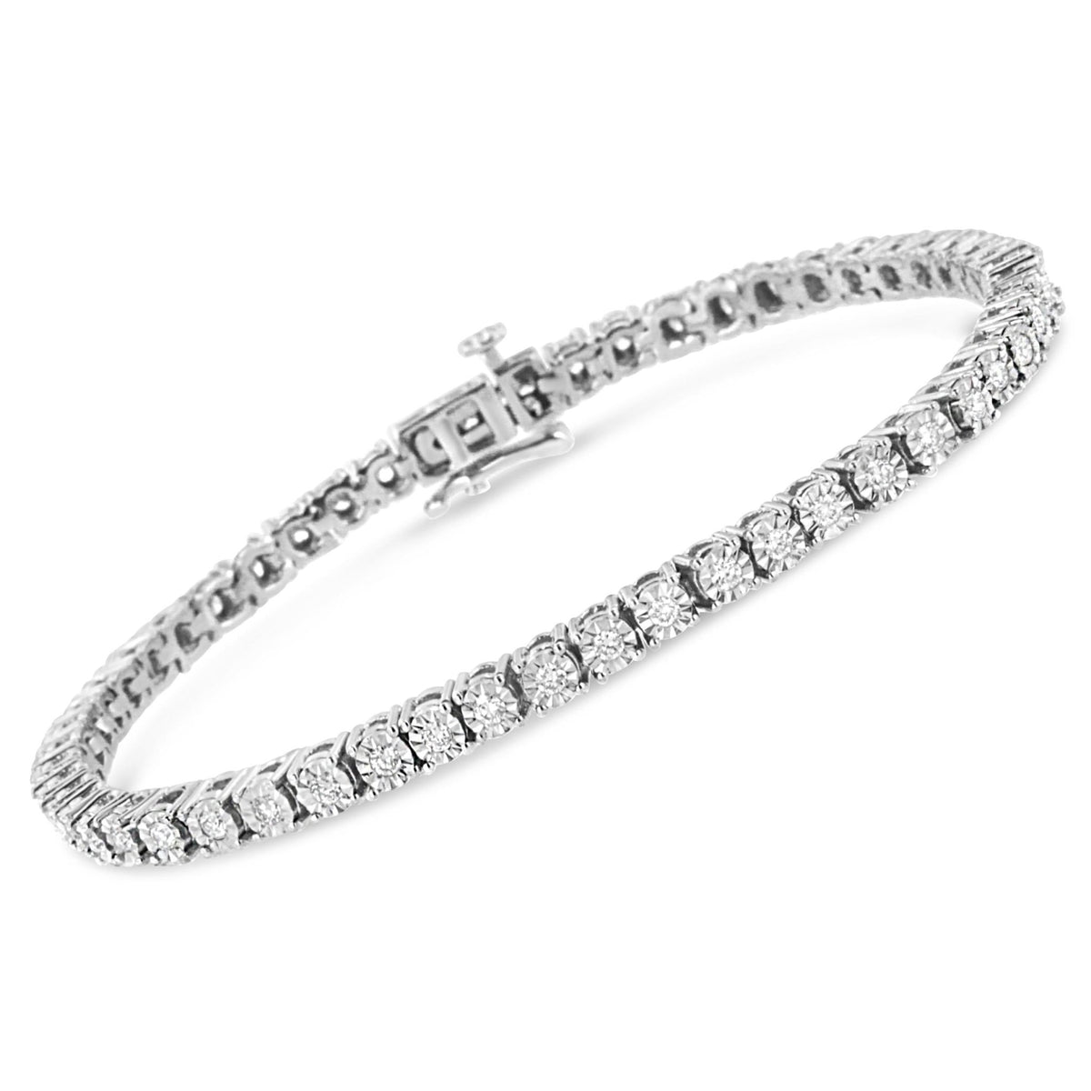 .925 Sterling Silver 1.0 Cttw Lab Grown Diamond Illusion-Set Miracle Plate Tennis Bracelet (G-H Color, VS1-VS2 Clarity) - Size 7.25" - LinkagejewelrydesignLinkagejewelrydesign