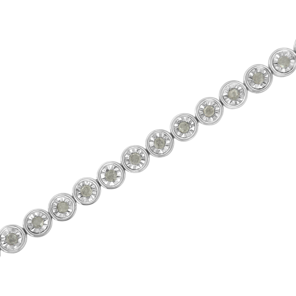 .925 Sterling Silver 1.0 Cttw Miracle Plate Set Diamond Bezel Link Design Tennis Bracelet (I-J Color, I3 Clarity) - LinkagejewelrydesignLinkagejewelrydesign