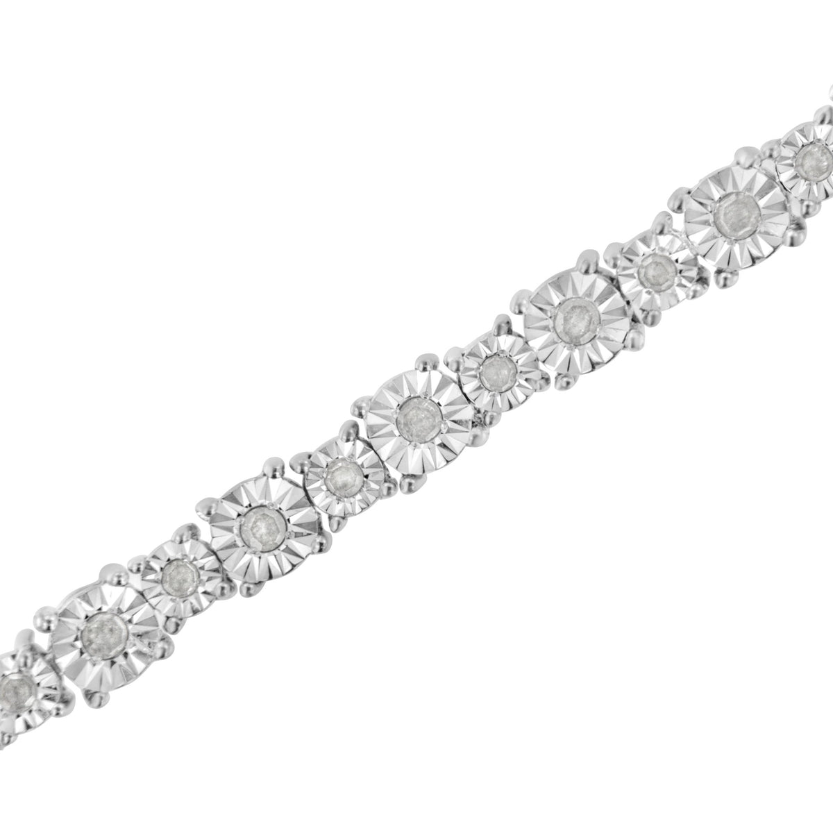 .925 Sterling Silver 1.0 Cttw Miracle-Set Diamond Alternating Graduated Link Tennis Bracelet (I-J Color, I3 Clarity) - 7.5&quot; - LinkagejewelrydesignLinkagejewelrydesign