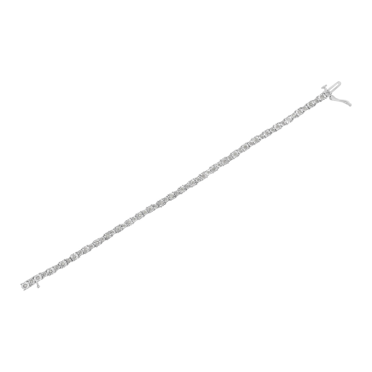 .925 Sterling Silver 1.0 Cttw Miracle-Set Diamond Alternating Graduated Link Tennis Bracelet (I-J Color, I3 Clarity) - 7.5&quot; - LinkagejewelrydesignLinkagejewelrydesign