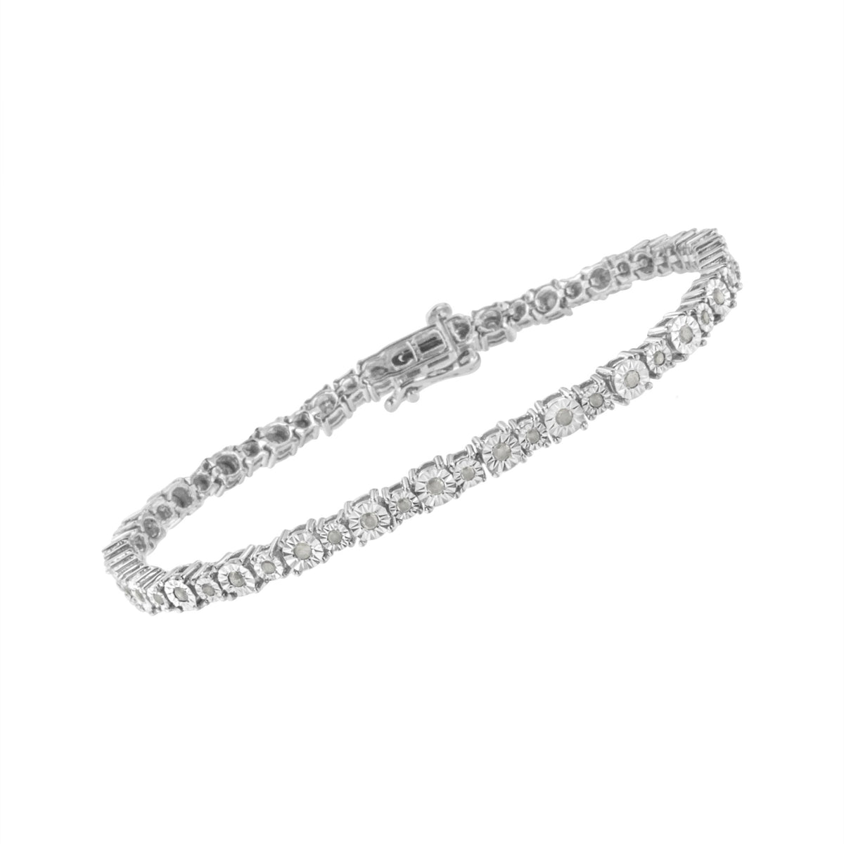 .925 Sterling Silver 1.0 Cttw Miracle-Set Diamond Alternating Graduated Link Tennis Bracelet (I-J Color, I3 Clarity) - 7.5&quot; - LinkagejewelrydesignLinkagejewelrydesign